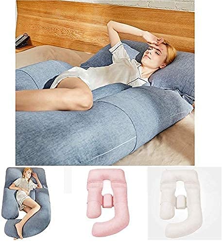 **Best Pregnancy Pillow for Sleeping - Maternity Body Pillow with Cotton & Linen Cover - Detachable Lumbar Support for Waist & Abdomen Relief - Ideal for Pregnant Women, Back Pain & Comfortable Sleep**