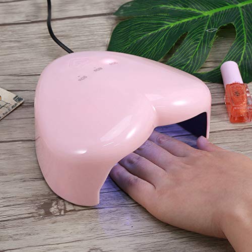 UV LED Nail Dryer Machine - 18W Heart Shape Gel Polish Curing Lamp with 3 Timer Settings for Professional & Home Nail Art (Pink) | Perfect for Gel Extensions, Manicures & Pedicures