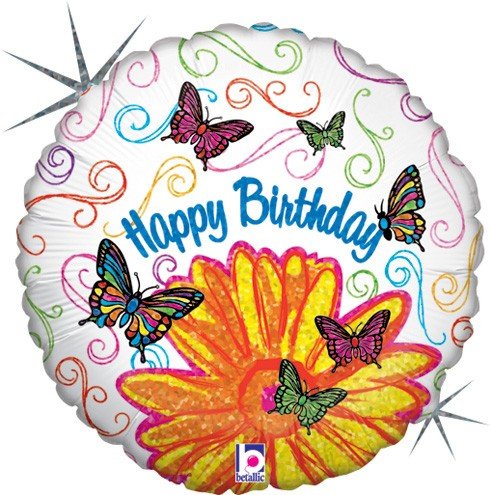 Betallic 36 Inch Colorful Pop Art Butterfly Foil Balloon for Birthday Parties, Baby Showers & Room Decor - Multi-Color Metallic Party Decoration