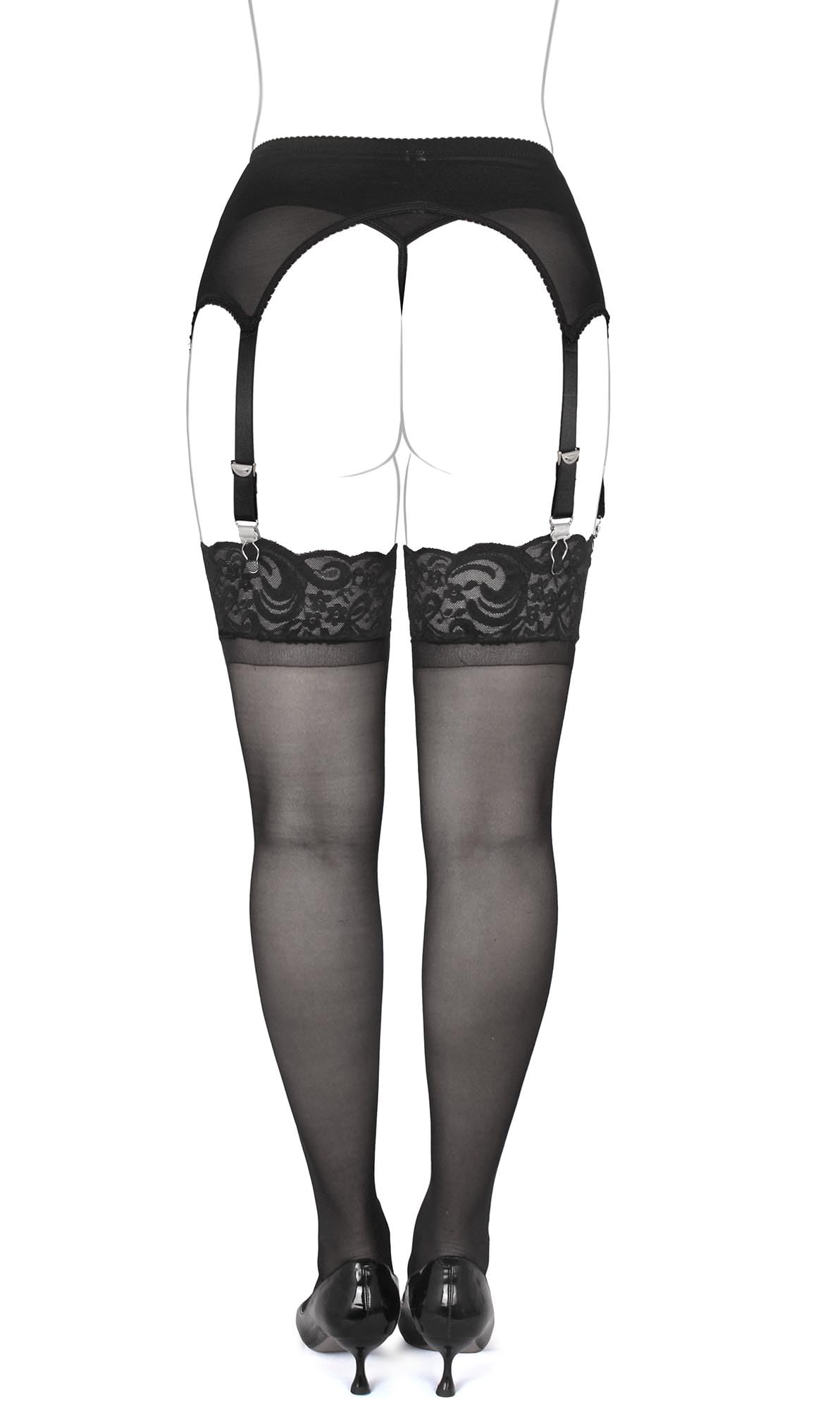Plus Size Garter Belt for Women - High Waist Thigh High Stockings with 6 Metal Clips Suspender & Thong Set | Bridal Lingerie, Boudoir Photo Shoot, Valentine's Day Gift
