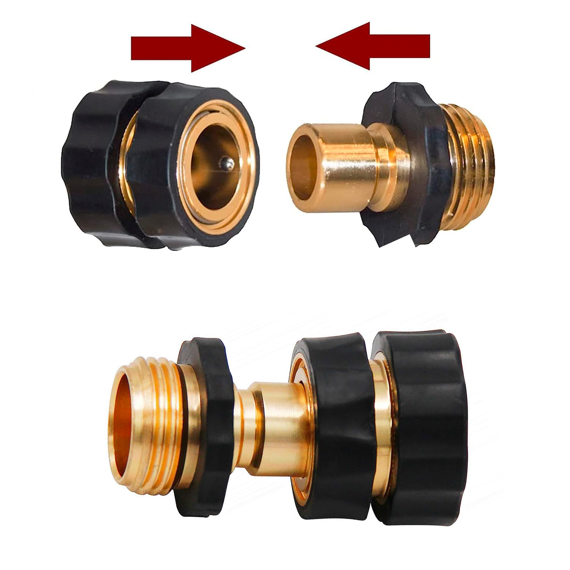3/4 Inch Aluminum Garden Hose Quick Connect Fittings - Male & Female Water Quick Release Coupler Set of 4 - Perfect for Lawn, Garden, and Outdoor Watering Systems