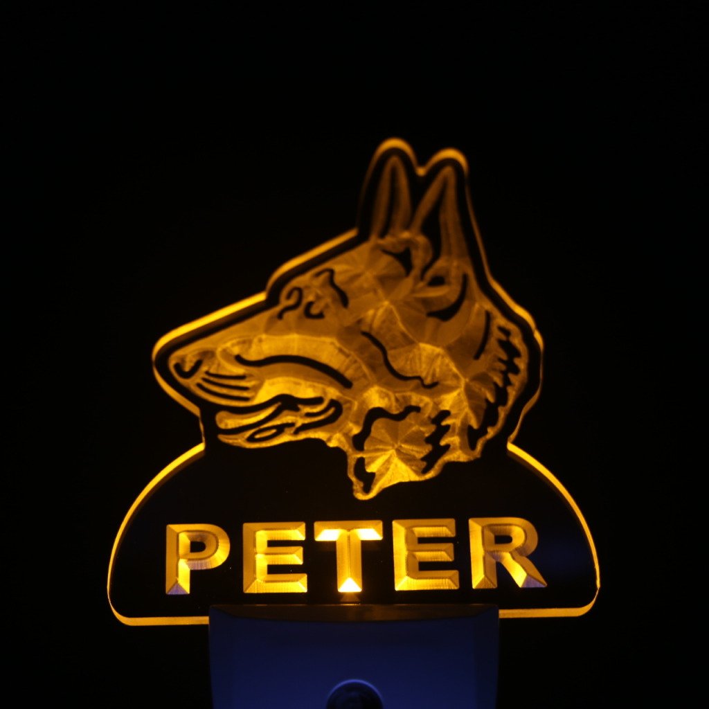 Personalized German Shepherd Dog Night Light with Day/Night Sensor - Custom LED Pet Sign for Bedroom, Nursery & Home Decor