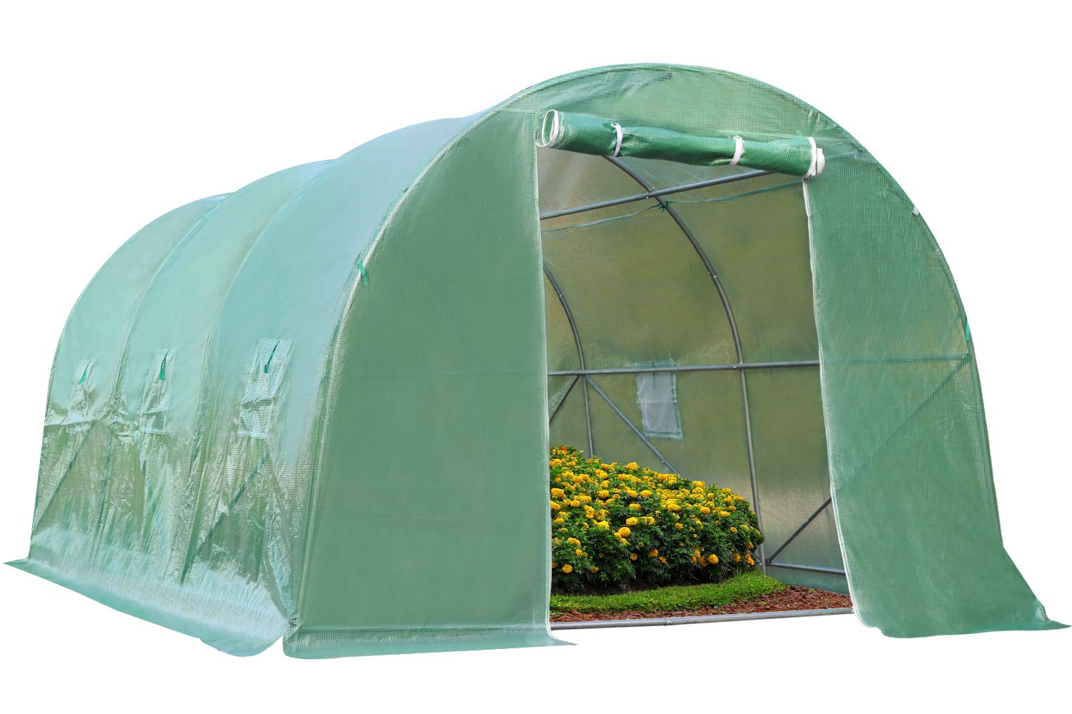 Walk-in Greenhouse Kit with Observation Windows - 15'x7'x7' Outdoor Plant Growing Tent for Vegetables, Flowers & Herbs | Perfect for Backyard Gardening, Patio Plant Protection & Year-Round Cultivation