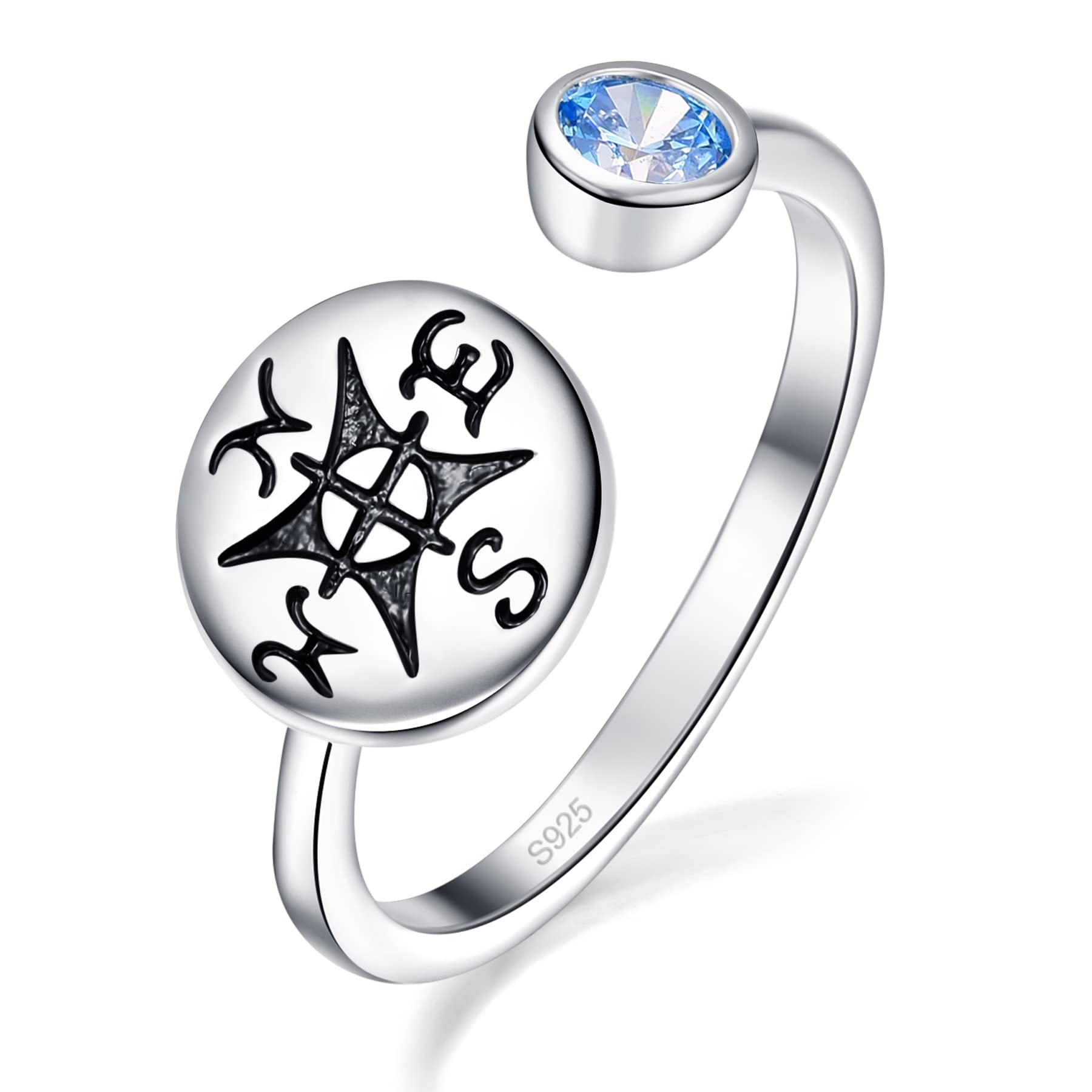 PRAYMOS 925 Sterling Silver Adjustable Open Ring for Women - Elegant Thumb Ring with Jewelry Gift Box - Perfect for Casual Wear, Gifts & Special Occasions