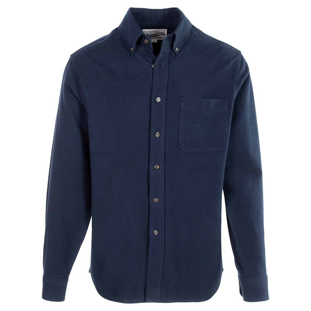 Schott NYC Men's Cotton Flannel Shirt - Navy Blue Plaid Button Down Shirt for Casual Wear & Outdoor Activities
