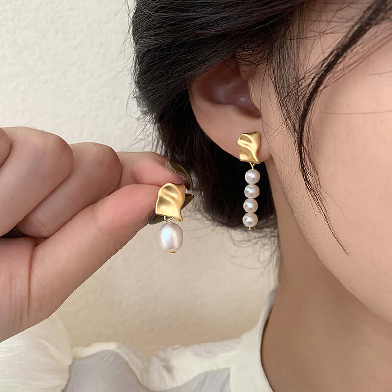 Vintage Irregular Mismatched Pearl Dangle Earrings for Women | Boho Chic Handmade Jewelry | Perfect for Weddings, Parties & Everyday Wear | A132