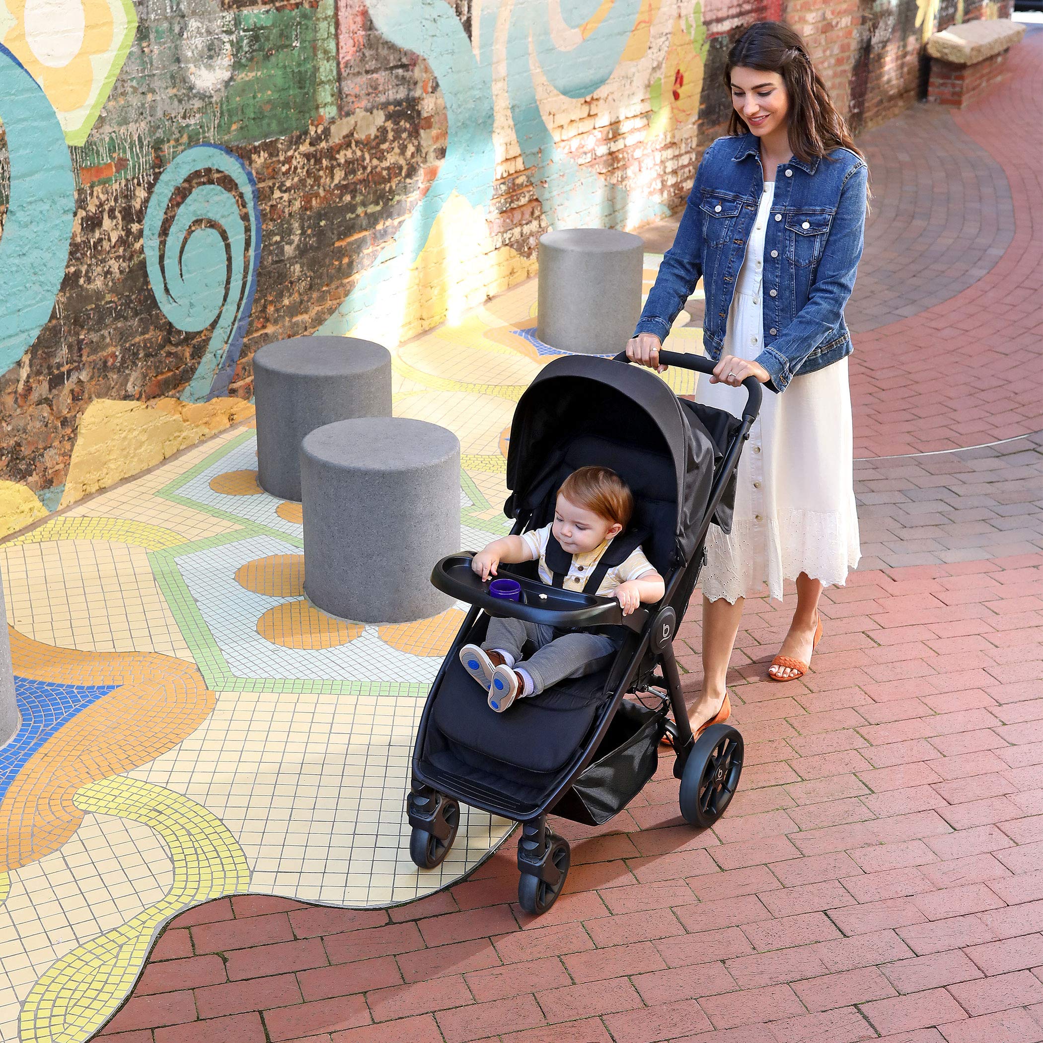 Britax B-Clever Baby Stroller Tray - Universal Snack & Toy Holder for Strollers & High Chairs - Perfect for Feeding, Playtime & Travel Accessories (Black)