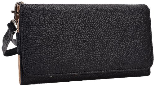 Kroo Clutch Wristlet Wallet for Smartphones up to 5.7-Inch - Slim RFID Blocking Phone Purse with Card Slots - Black (Retail Packaging) - Perfect for Women's Everyday Use, Travel & Shopping