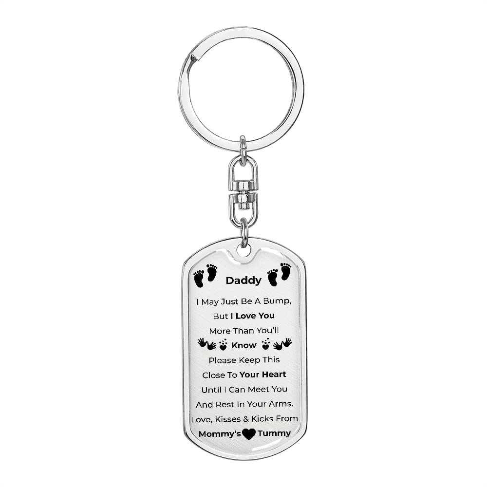 Personalized Dad To Be Keychain - Engraved Dog Tag Keychain with Gift Box, Unique Father's Day Gift for First Time Dads, New Daddy Present, Birthday Keepsake - Perfect for Baby Showers, Gender Reveals & Father's Day Celebrations