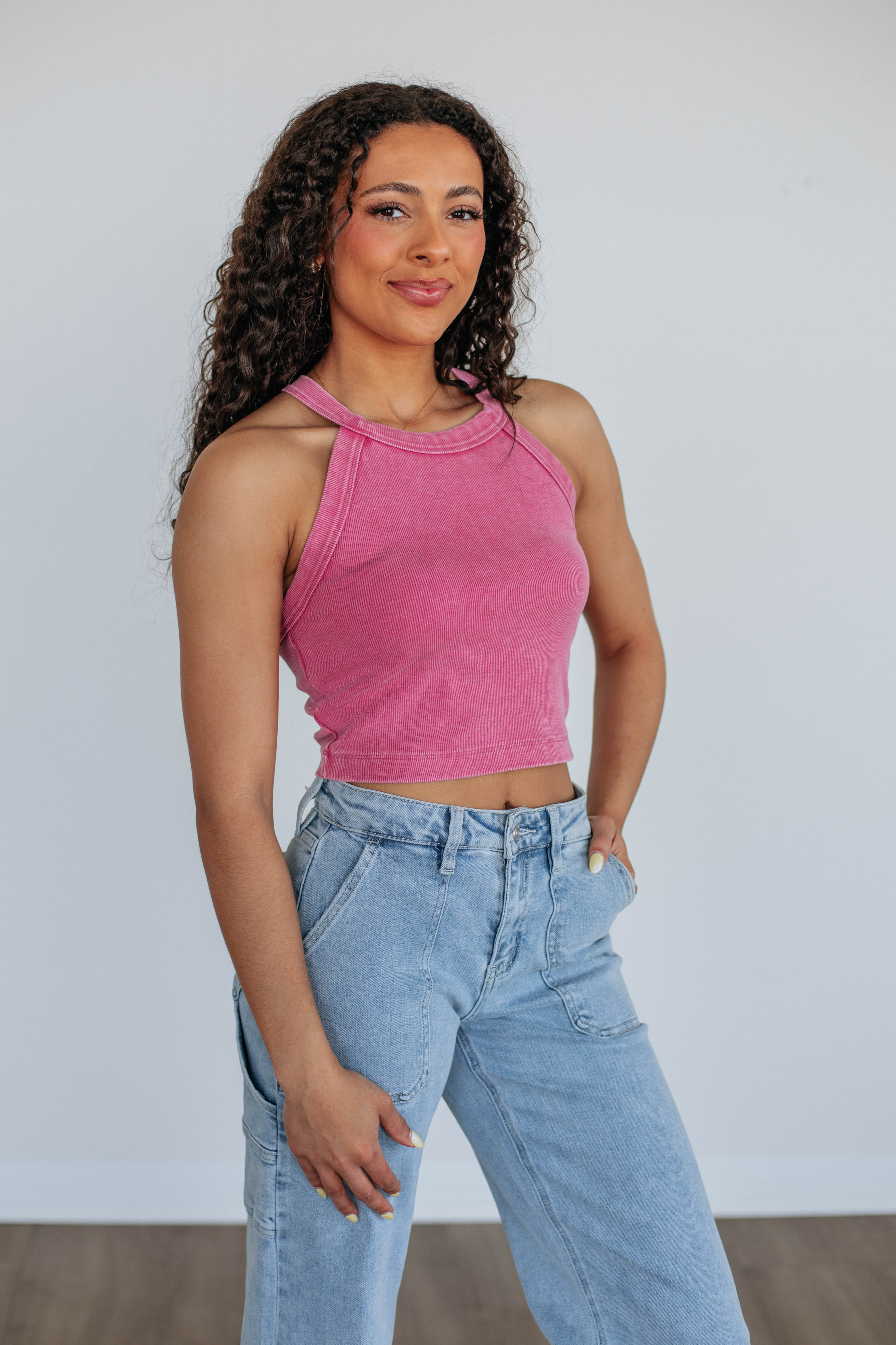 Chann Ribbed Tank Top for Women - Soft Stretchy Berry Red Casual Sleeveless Shirt - Perfect for Summer, Yoga, and Layering