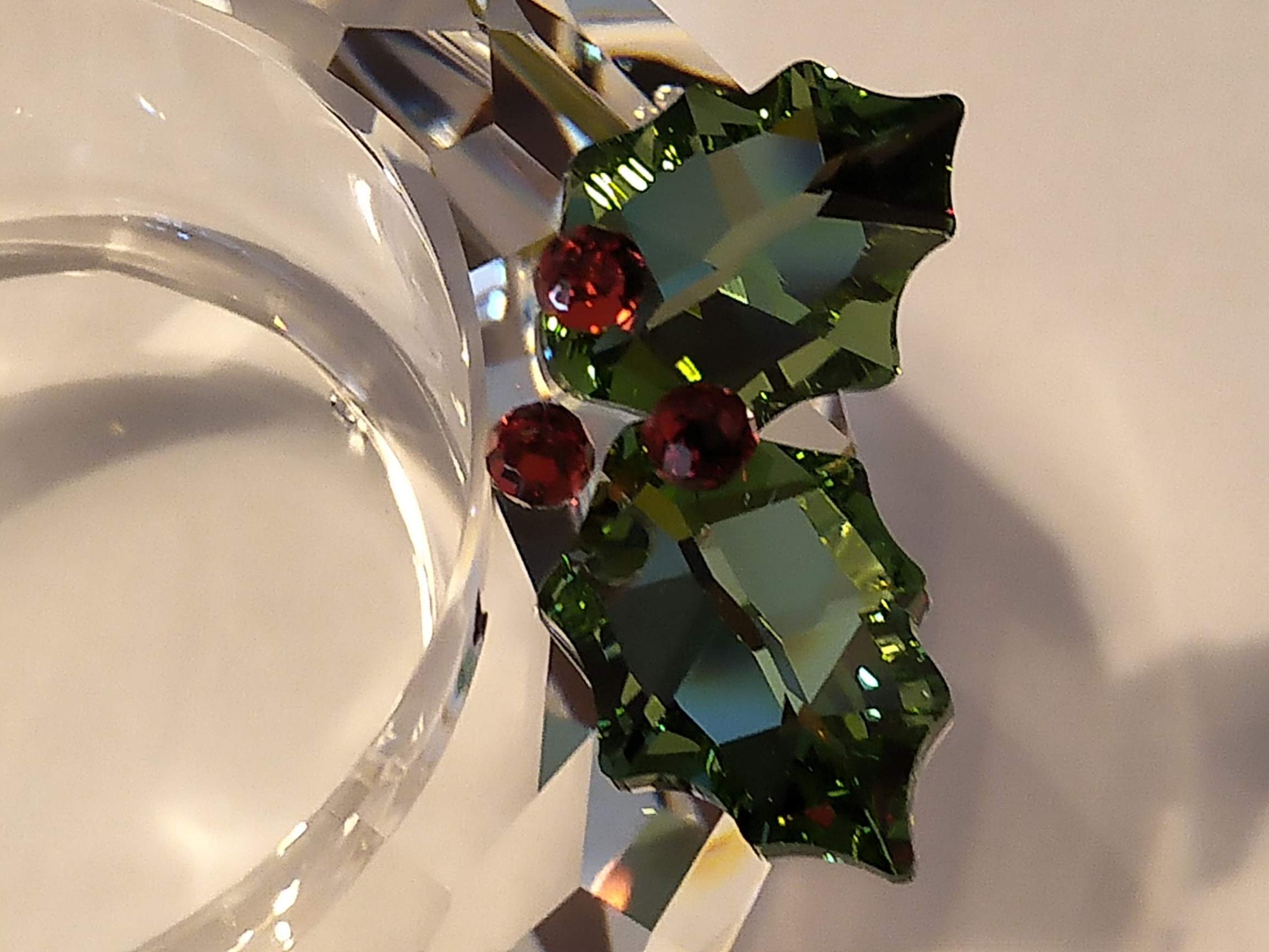 Swarovski Crystal Holly Tea Light Holder - Elegant Holiday Candle Holder for Christmas Decor, Table Centerpiece, Wedding & Home Decoration