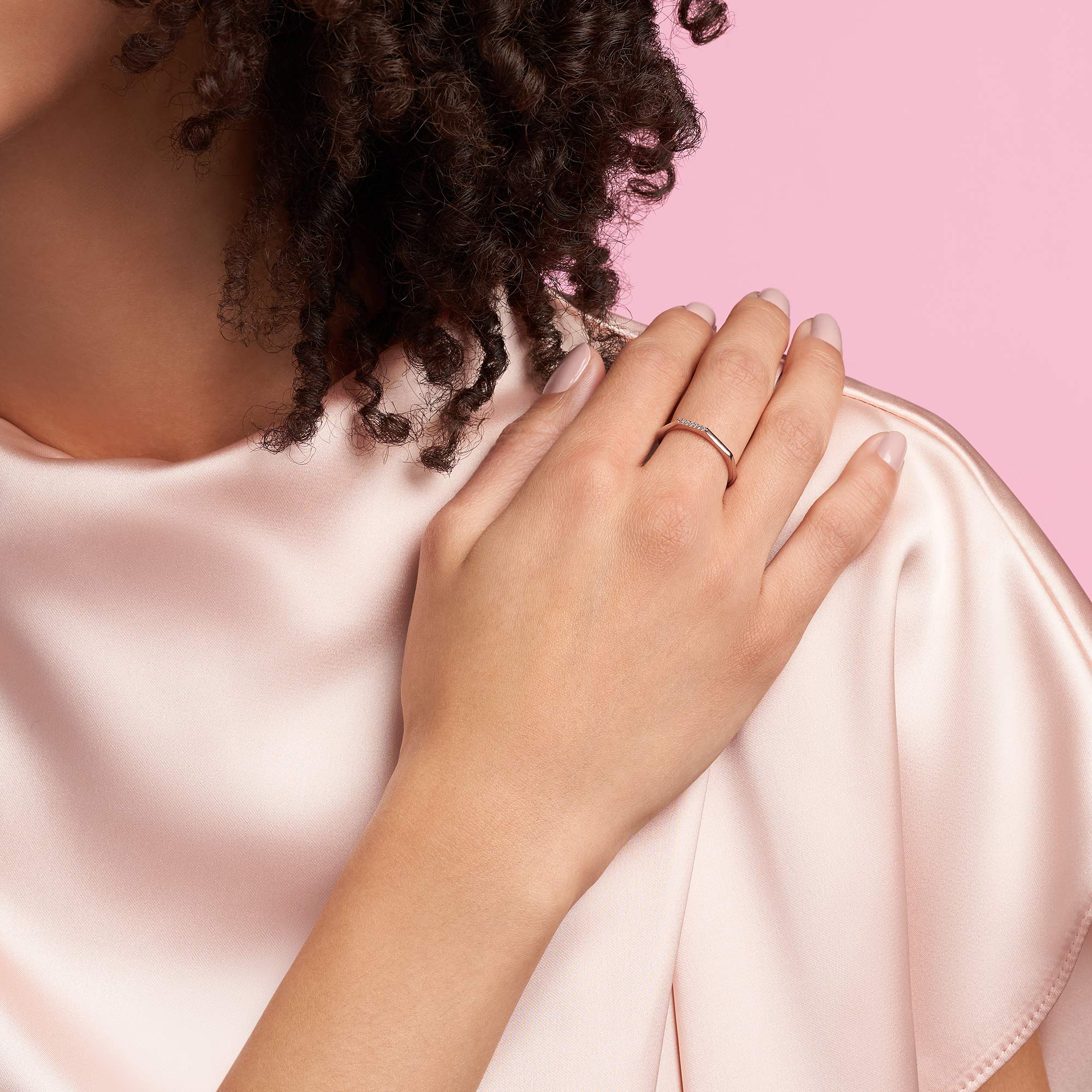 Pandora Multifaceted Rose Gold Ring for Women - 14k Rose Gold-Plated Stackable Ring with Cubic Zirconia - Size 4.5 - Perfect for Layering, Stacking & Gift Giving - Ideal for Weddings, Anniversaries & Everyday Elegance
