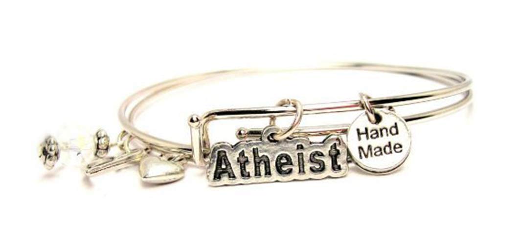 Atheist Expandable Wire Bangles - Set of 2 Adjustable Bracelets (2.5 Inches) for Women, Minimalist Jewelry Gift for Atheists, Perfect for Everyday Wear & Special Occasions