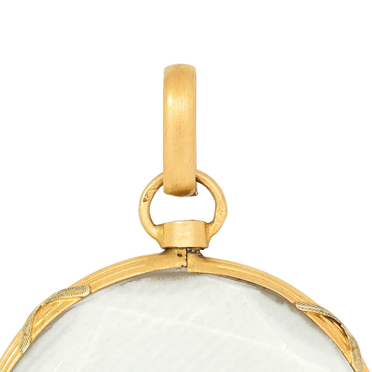 Antique Edwardian 18K Gold French Locket - Double Sided Beveled Glass Photo Pendant for Vintage Jewelry Collection | Perfect for Wedding, Anniversary & Heirloom Gifts