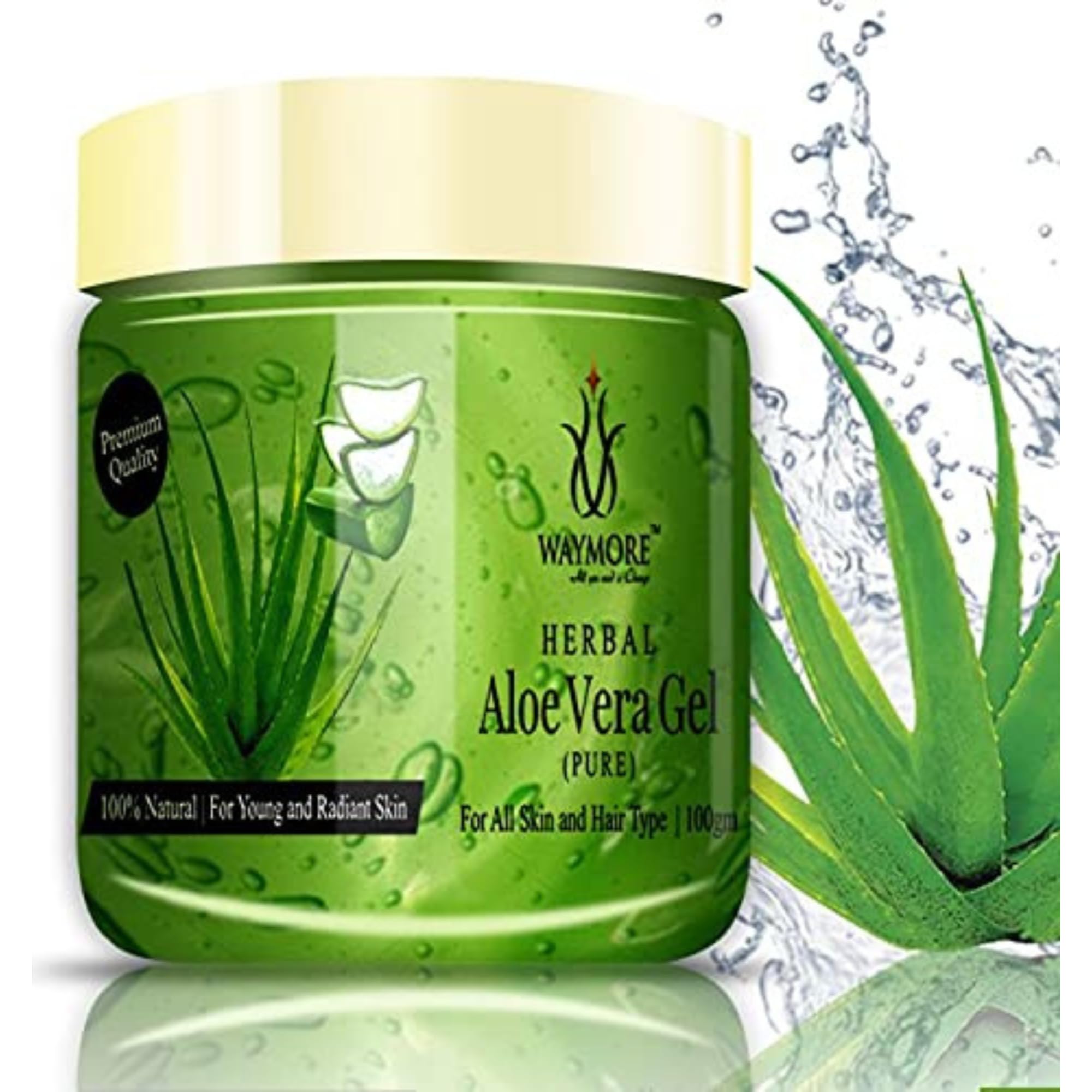 WAYMORE Pure Aloe Vera Gel for Skin & Hair Care - 100% Natural Moisturizer for Face, Body & Scalp - Soothes Sunburn, Acne & Dry Skin - 3.5oz (100g) Pack of 1 - Perfect for Daily Skincare Routine & After-Sun Relief