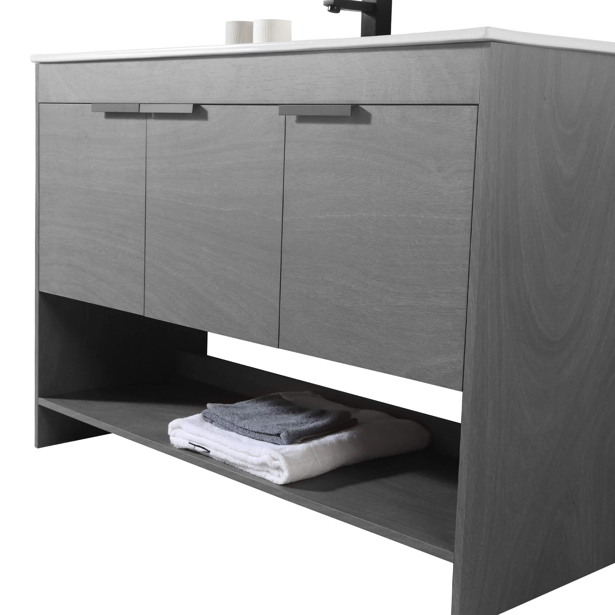 Fine Fixtures Phoenix 48 Inch Bathroom Vanity with Sink - Modern White Bathroom Cabinet with Soft-Close Doors, Storage Drawers & Durable Construction - Perfect Space-Saving Vanity for Small Bathrooms (Full Assembly Required) | Ideal for Master Bath, Guest Bath & Powder Room Remodeling