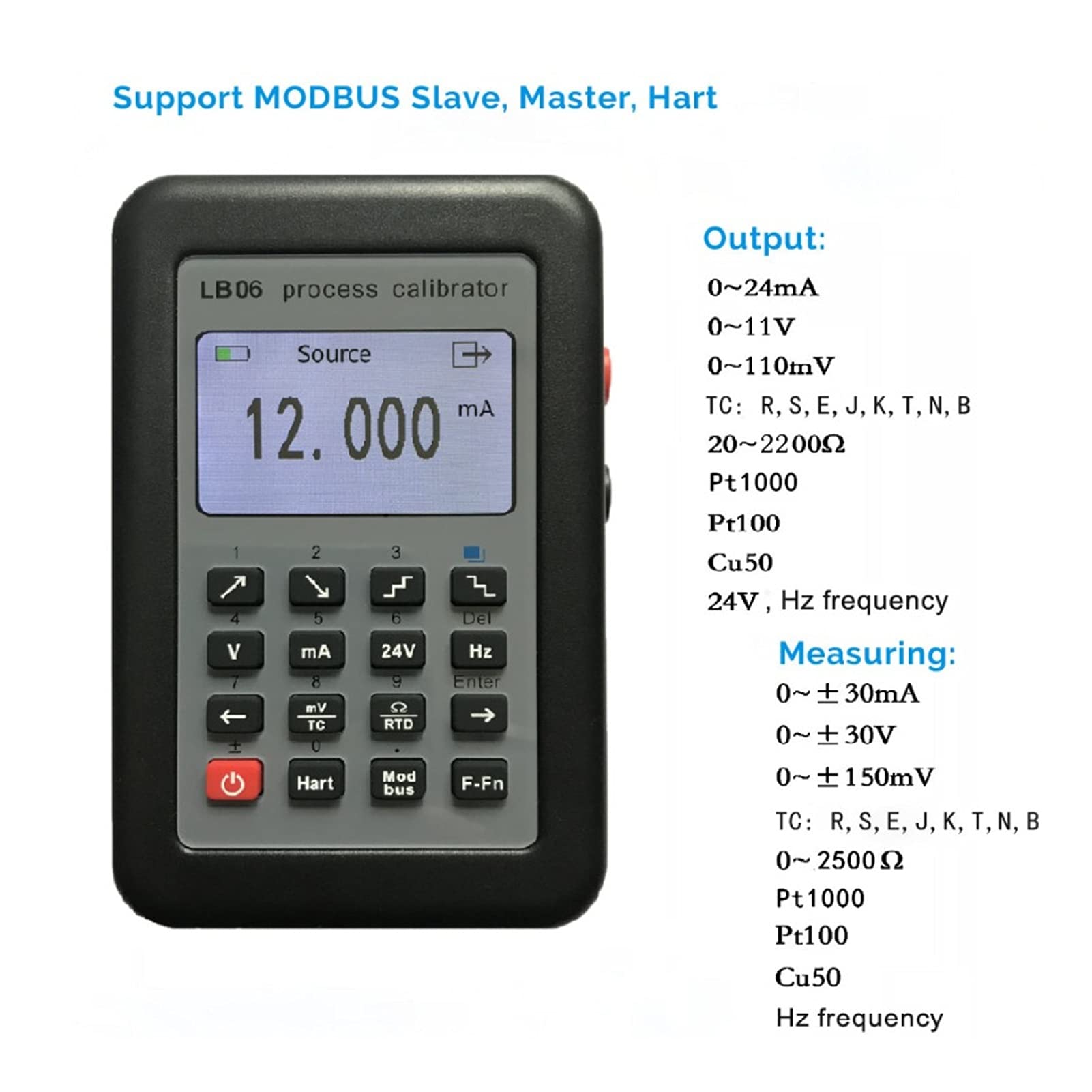 LB06 MODBUS RTU HART Communicator - Process Calibrator for PT100, 4-20mA, 0-10V Signal Calibration | Industrial Instrument Testing & Field Maintenance Tool