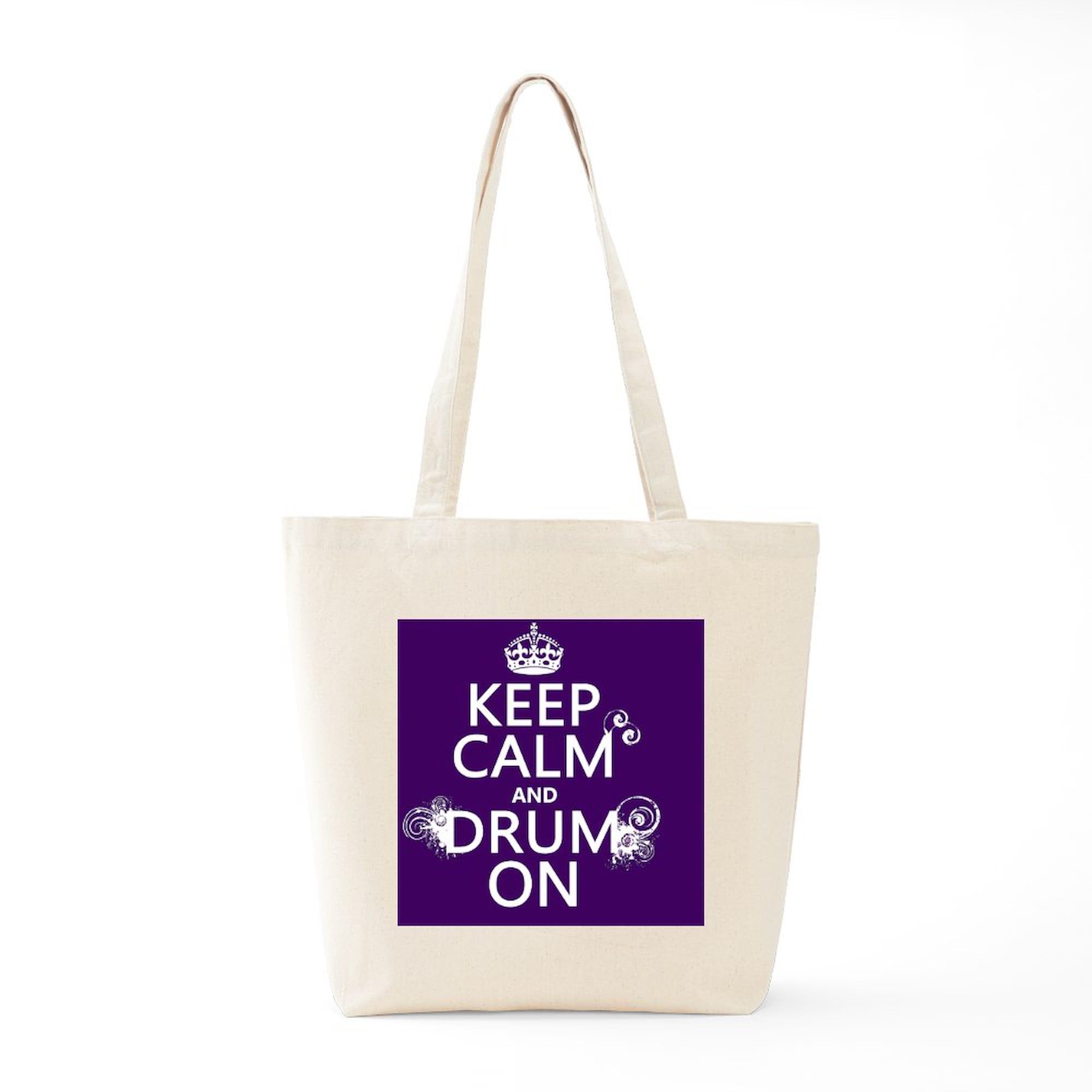 Keep Calm And Drum On Grunge Tote Bag - Natural Canvas Reusable Shopping Bag for Groceries, Beach & Everyday Use