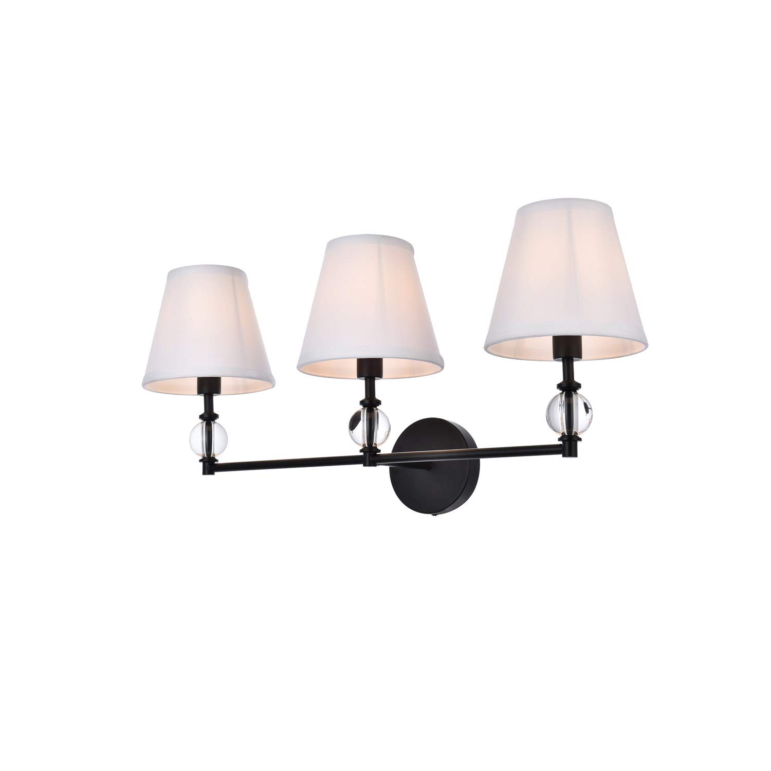 Bethany 3-Light Black Bathroom Wall Sconce with White Fabric Shade - Perfect for Vanity Lighting, Powder Room Decor & Spa-Style Bathroom Ambience