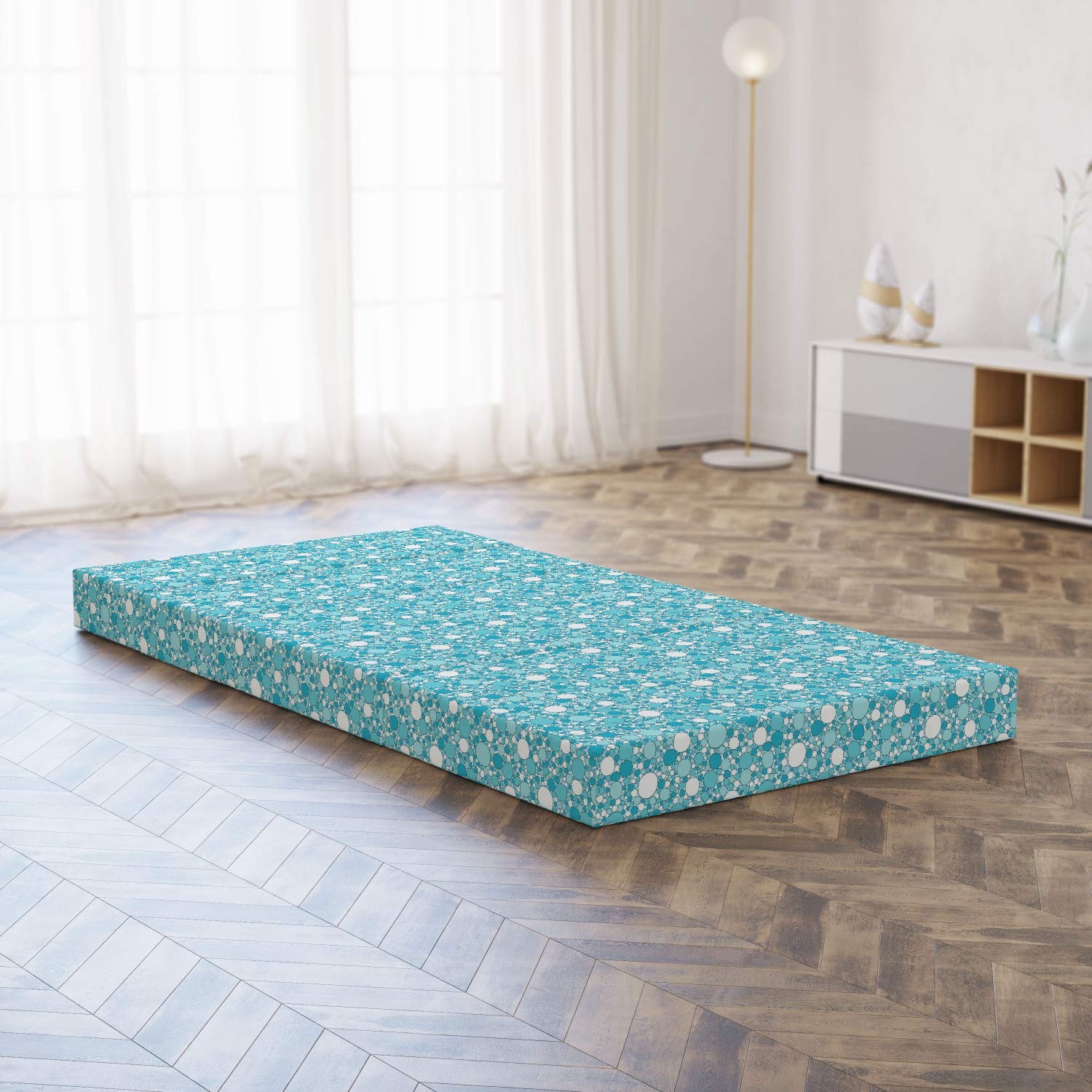 Ambesonne Abstract Foldable Mattress - Modern Bubbles Pattern Twin Size 74.8