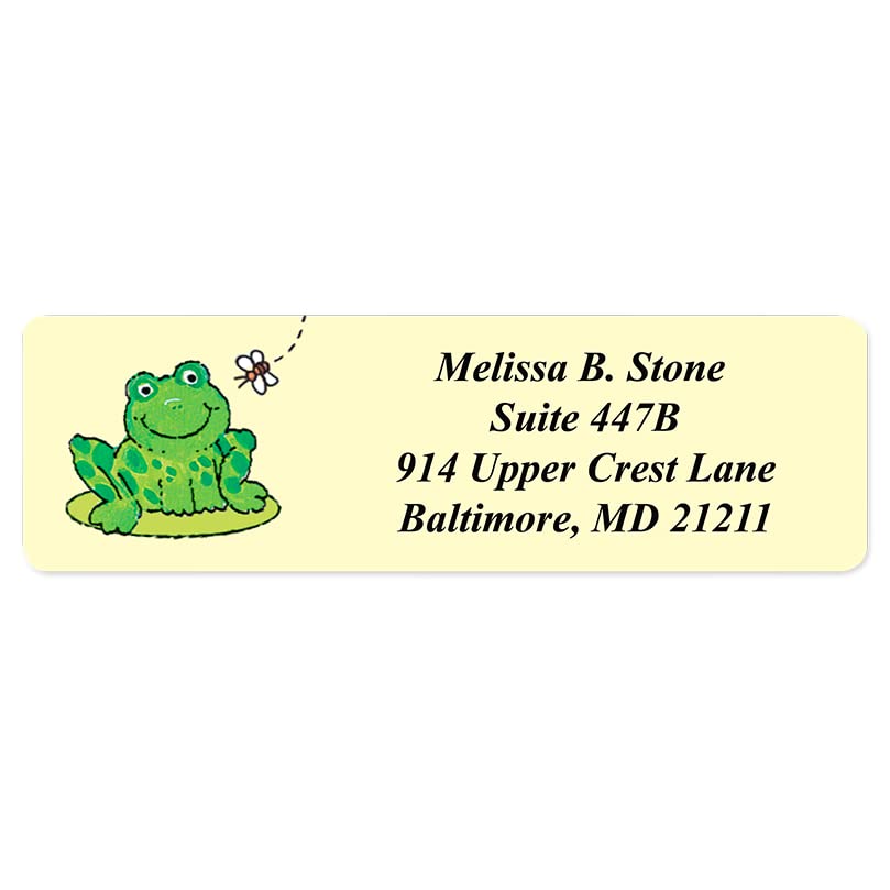 Elegant Frog on Lily Pad Rolled Address Labels with Plastic Dispenser - Perfect for Wedding Invitations, Greeting Cards & Mailing Envelopes