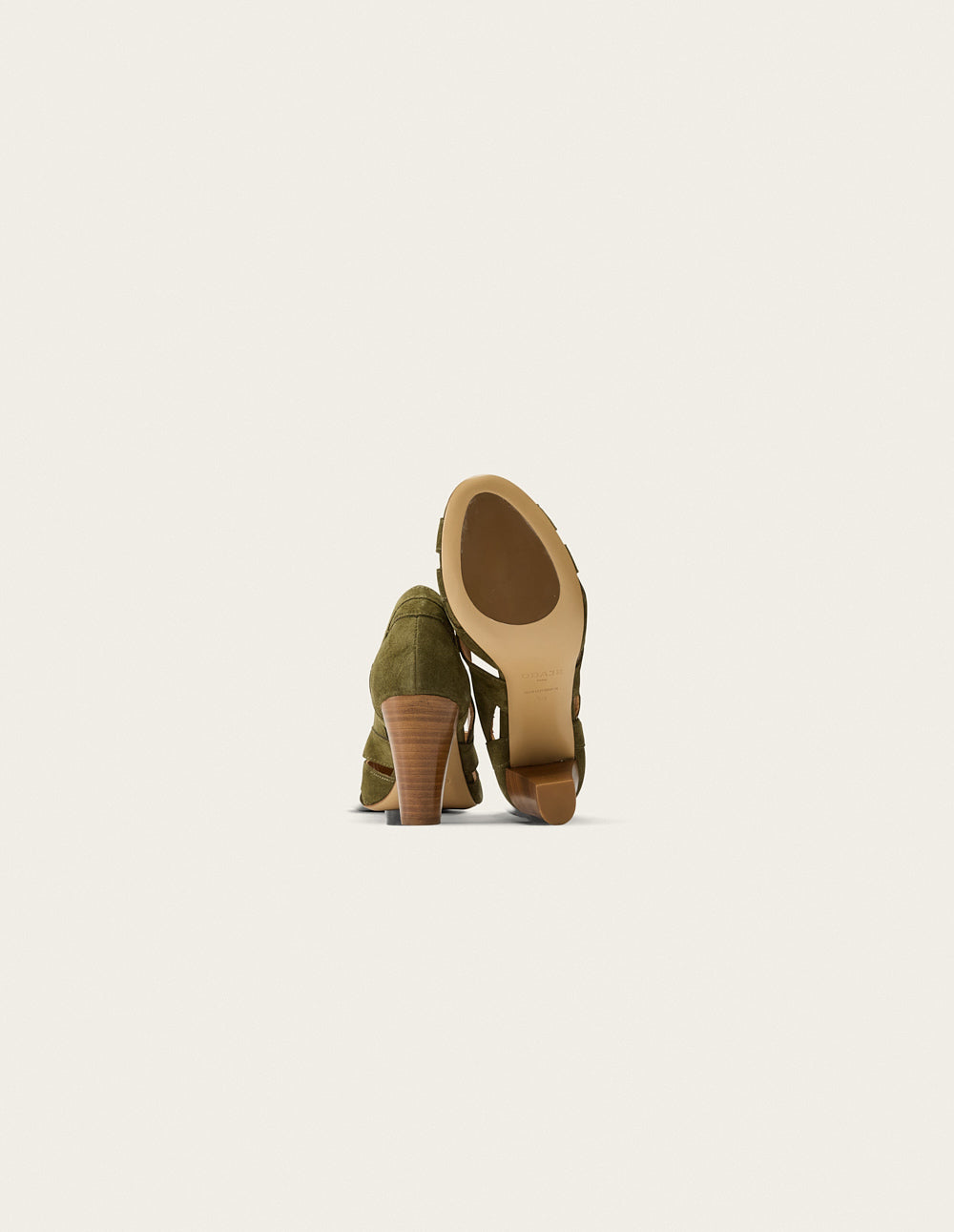 Clementine H Suede Kaki Heeled Sandals - Women's Comfortable Block Heel Sandals for Summer, Beach, and Casual Outings