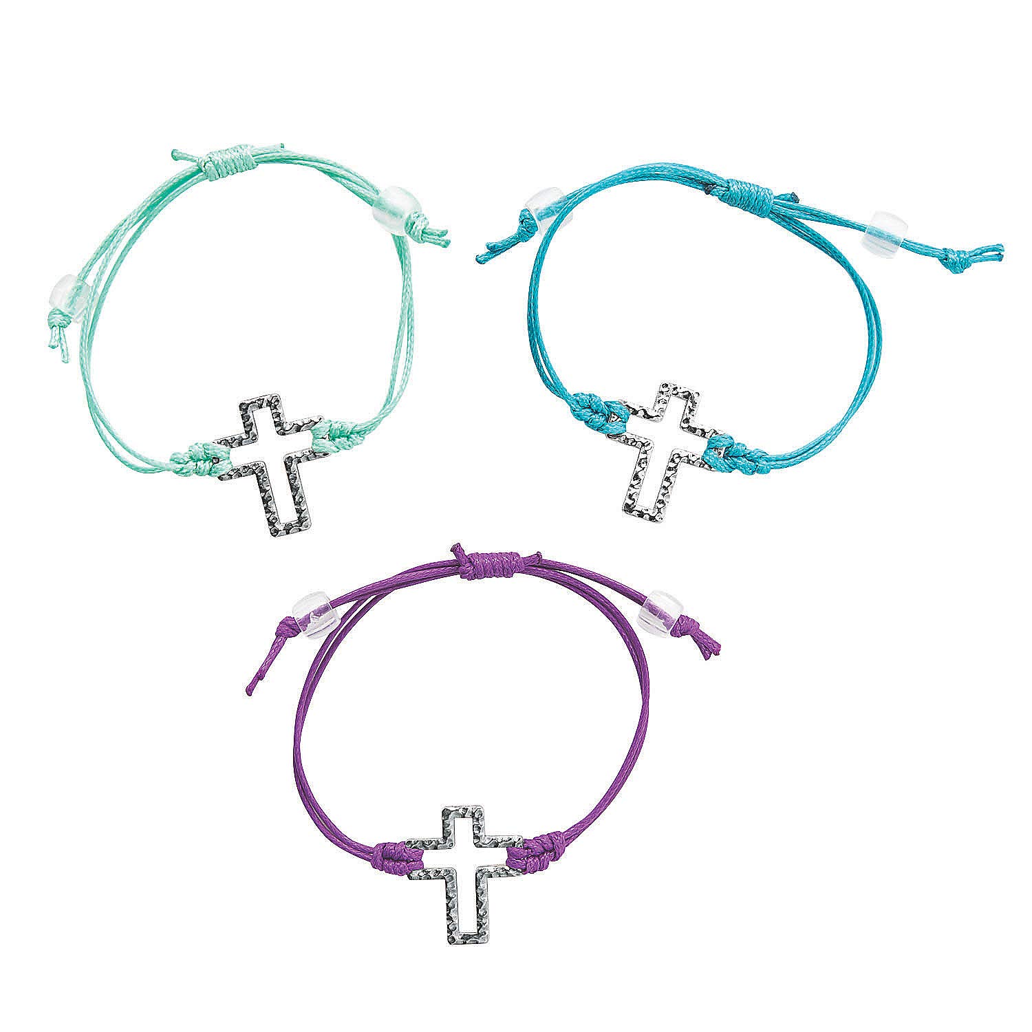 Fun Express Cutout Cross Bracelets - 12 Piece Set - Trendy Religious Jewelry for Women & Teens - Perfect for Gifts, Church, and Everyday Wear