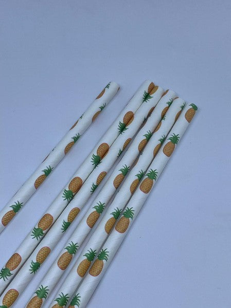 Eco-Friendly Pineapple Paper Straws - 100 Count Biodegradable Drinking Straws for Parties, Cocktails & Smoothies | Sustainable & Plastic-Free
