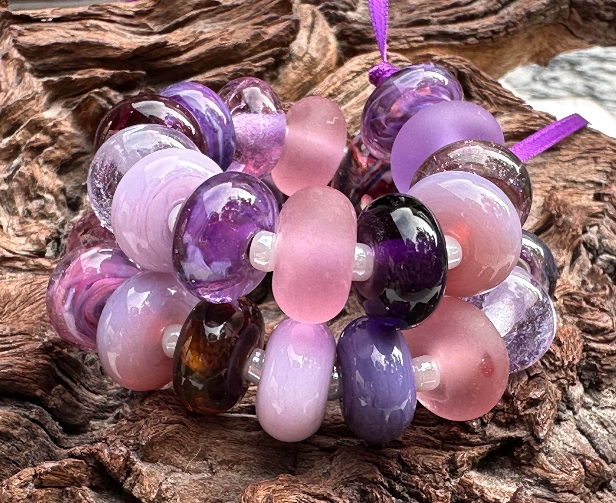 28pcs Purple Swirl Lampwork Glass Beads for Jewelry Making - Handmade SRA Beads Set for Bracelets, Necklaces & DIY Crafts - Perfect for Beaders & Artisans