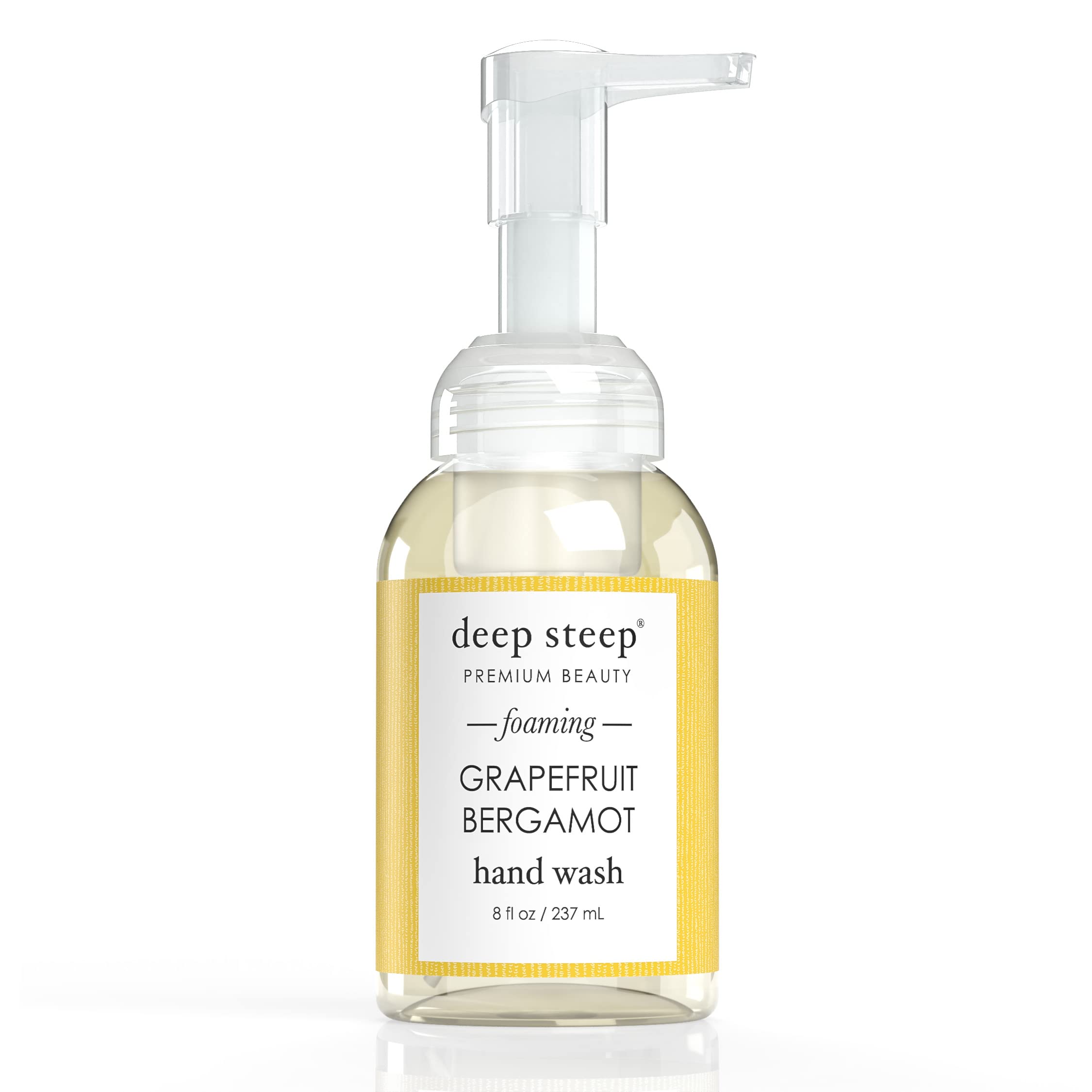 Deep Steep Foaming Hand Wash - 8oz Grapefruit Bergamot Scent | Moisturizing & Natural Ingredients | Perfect for Bathroom, Kitchen & Office Use