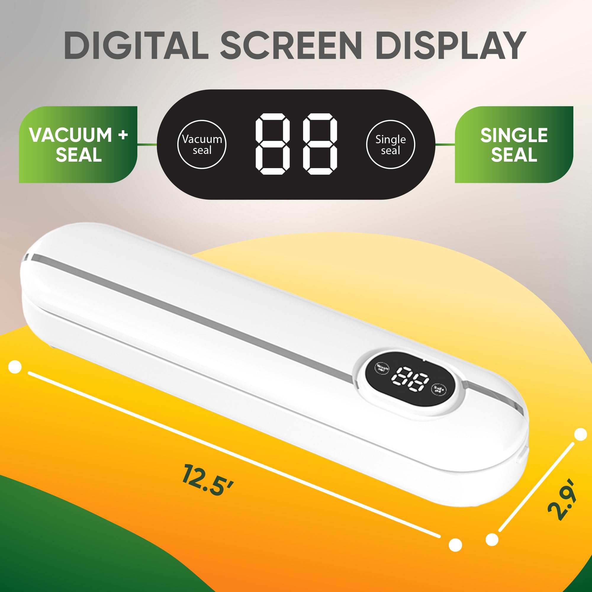 Automatic Vacuum Sealer Machine for Food Preservation - Dry & Moist Food Sealer with 10 Bags (12.6x2.9 inches) | Compact White Kitchen Appliance for Meal Prep, Sous Vide & Freezer Storage - Model YQ-666