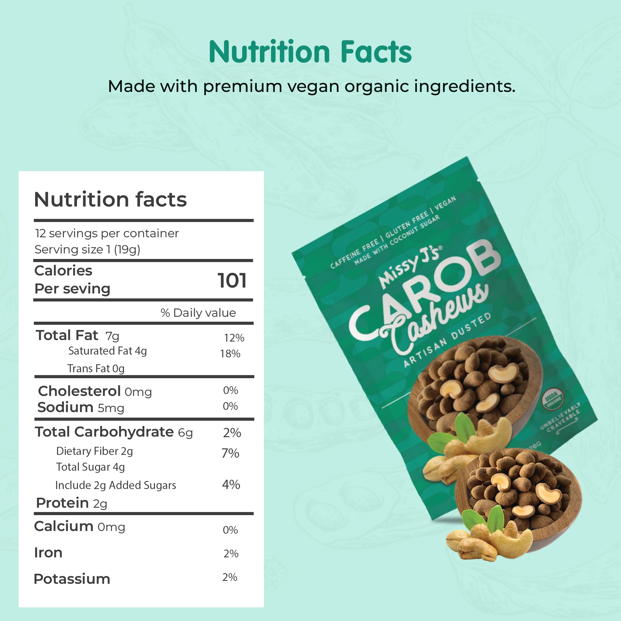 Organic Carob Covered Cashews 8oz (3 Pack) - Vegan, Gluten-Free, Dairy-Free Snacks - Healthy Chocolate Alternative for Parties, Gifts & On-the-Go Treats