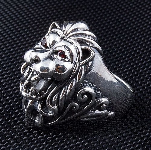 Men's Sterling Silver Garnet Lion Lord Ring - Elegant & Durable Jewelry for Gifts, Weddings & Special Occasions