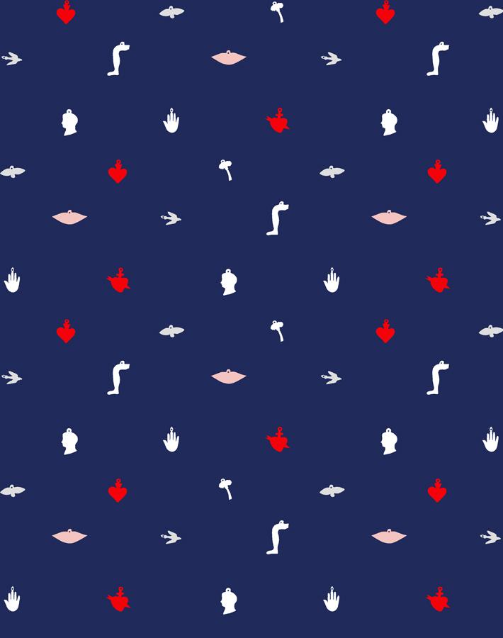 Milagros Navy Blue Wallpaper by Clare V. – Premium Peel & Stick Wallpaper for Bedroom, Living Room, and Home Office Decor