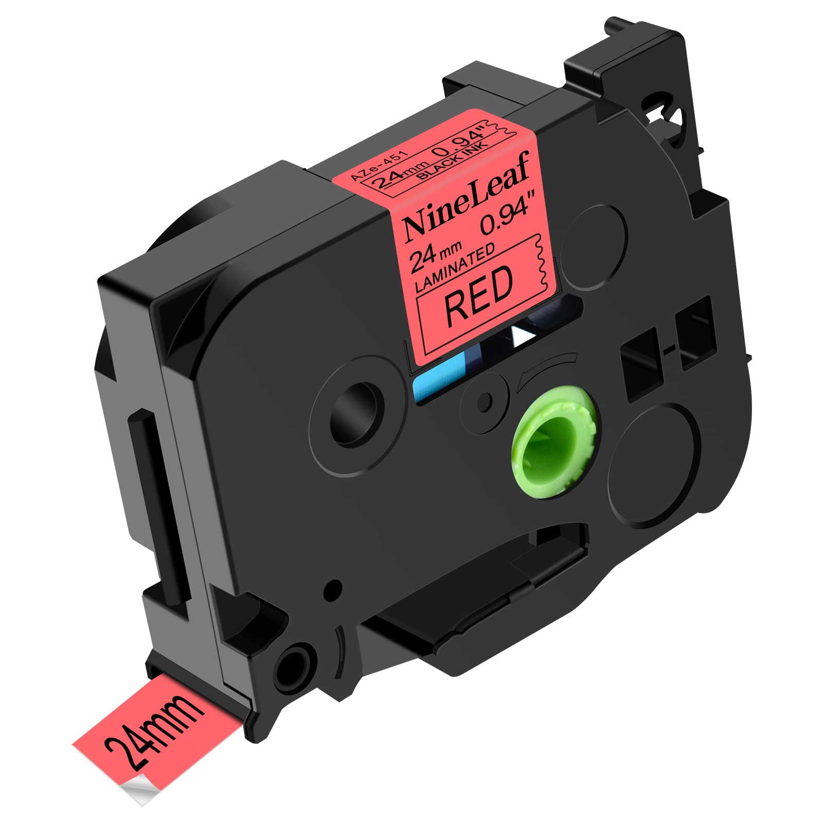 NineLeaf 40 Pack Black on Red Laminated Label Tape 24mm (0.94