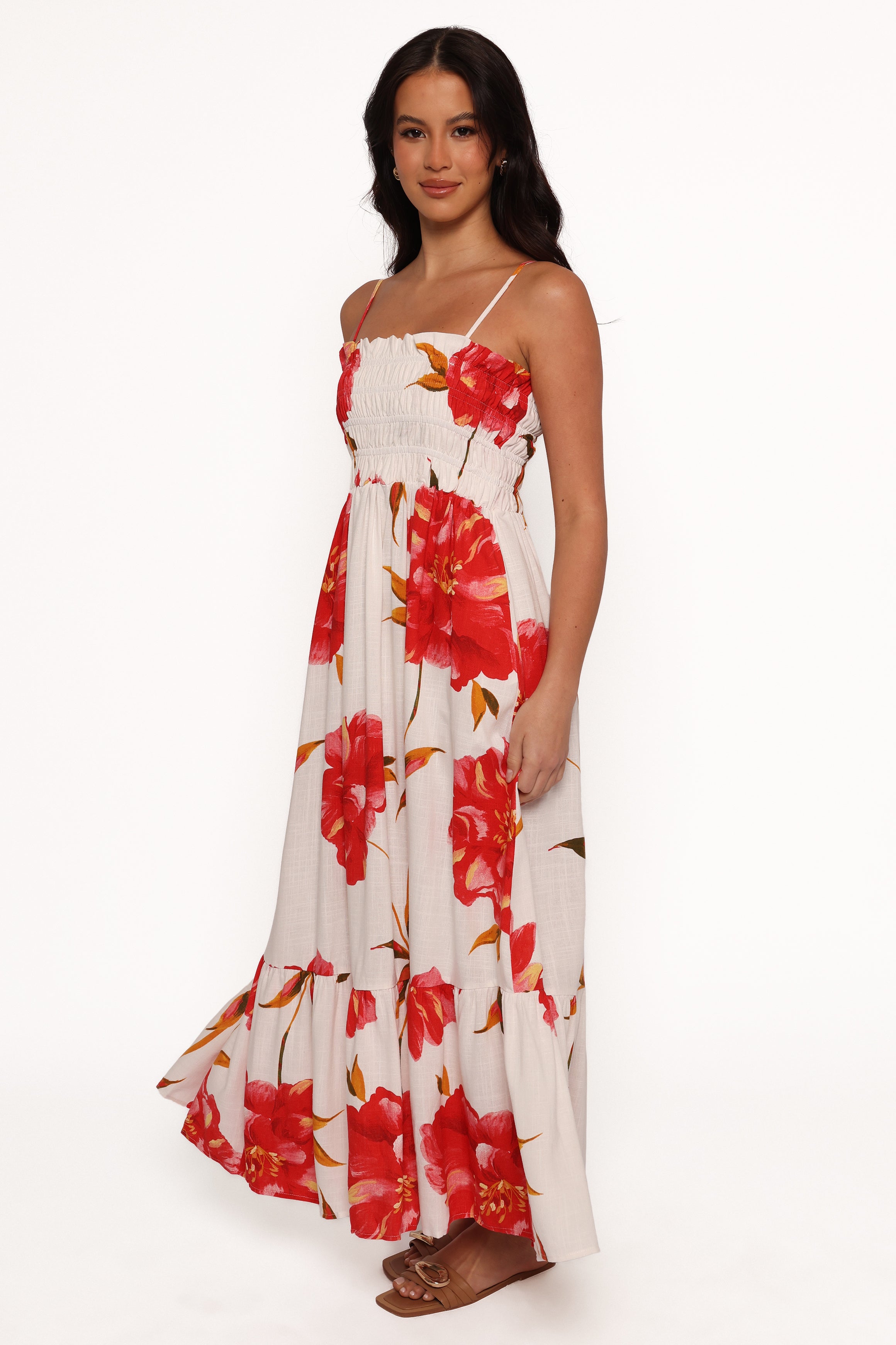 Bridger Maxi Dress - Flowy Long Summer Dress with Scarlet Rose Print | Perfect for Beach, Vacation & Casual Outings