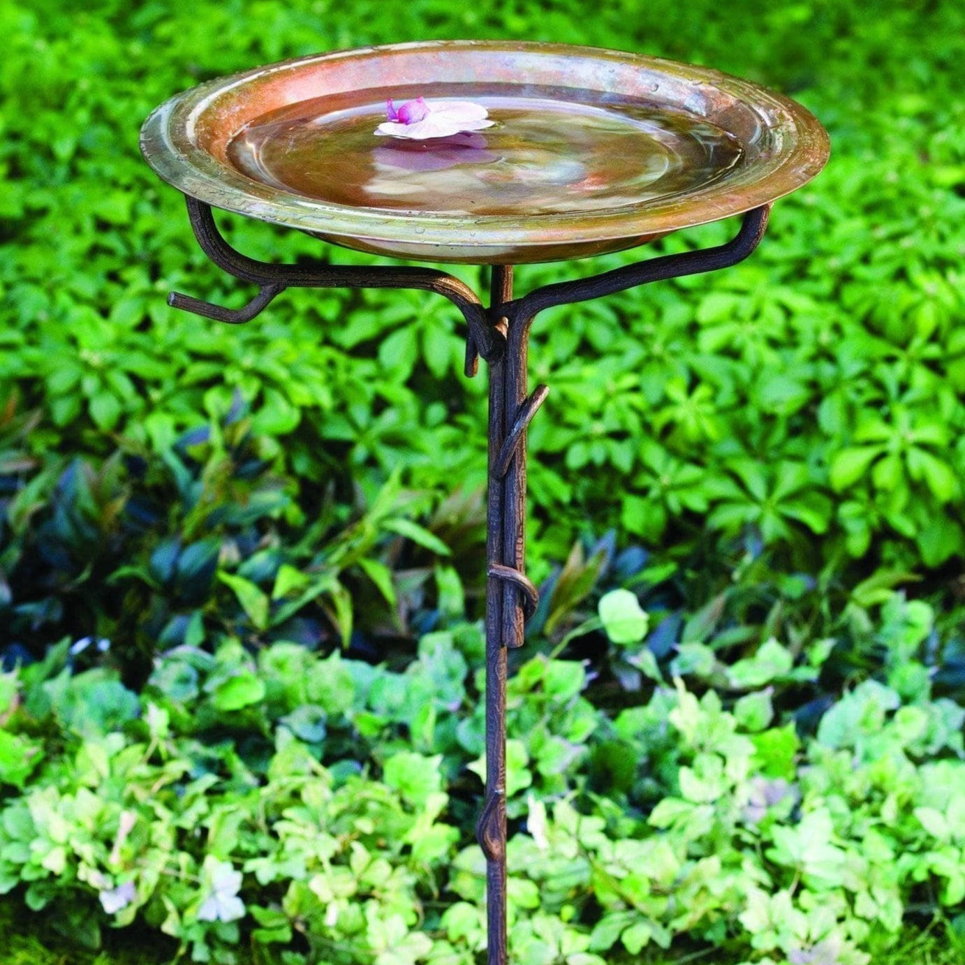 Solid Copper Bird Bath with Twig Base - Elegant Garden Decor for Attracting Birds - Perfect for Outdoor Patio, Yard, and Garden Decorations