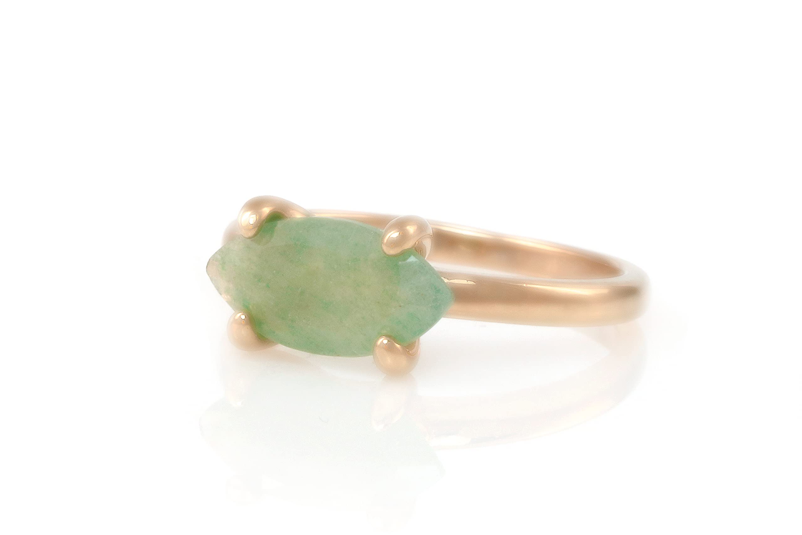 Rose Gold Anemone Green Aventurine Ring - Boho Stackable Jewelry for Women - Perfect for Everyday Wear & Gifting