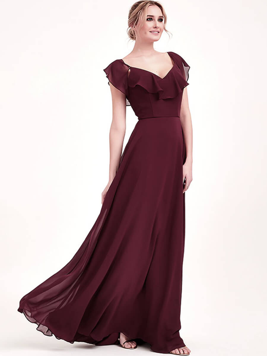 Elegant Dusty Purple Chiffon Bridesmaid Dress - 3-Way Convertible Design for Weddings, Parties & Special Occasions