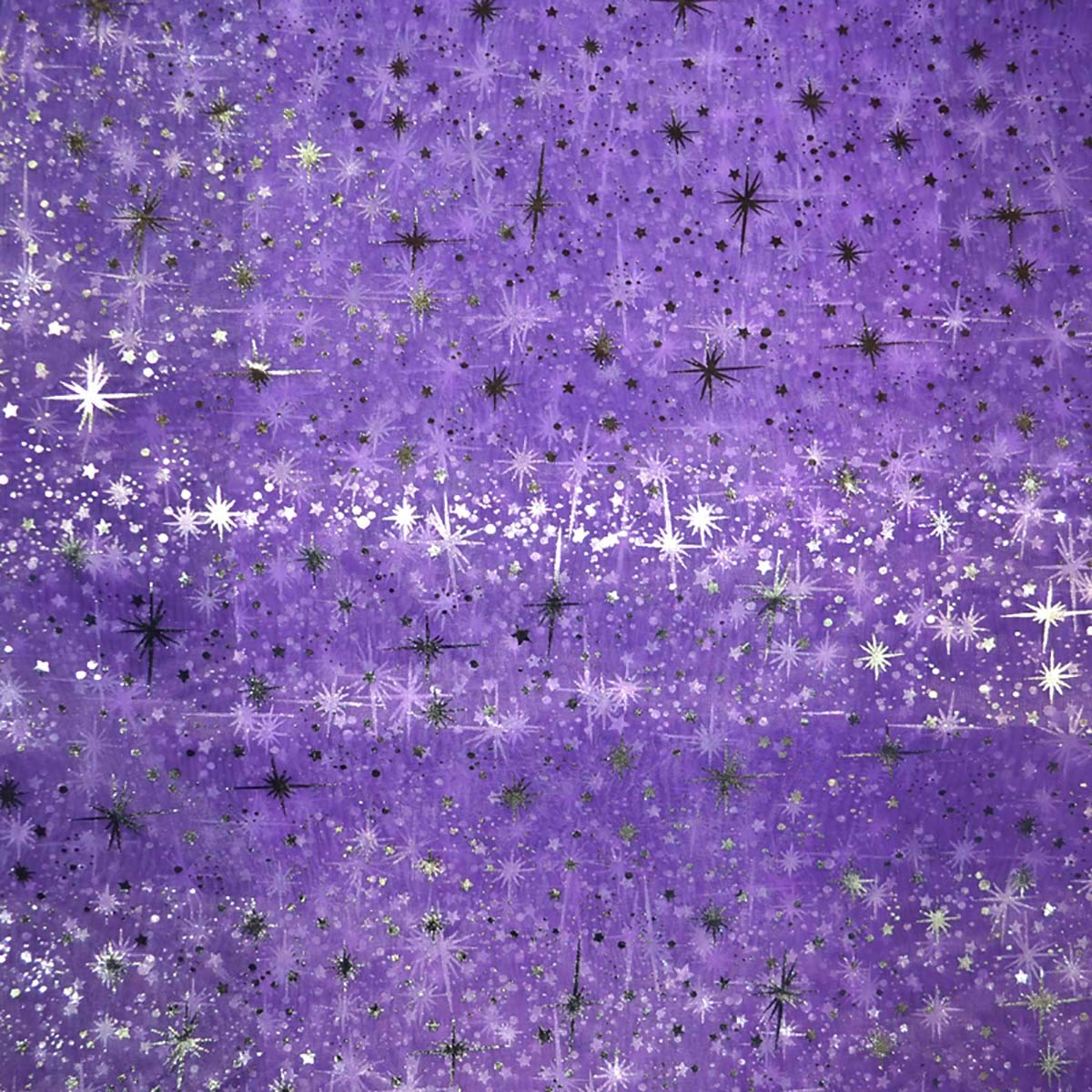Sparkling Silver Star Print Organza Fabric - 58