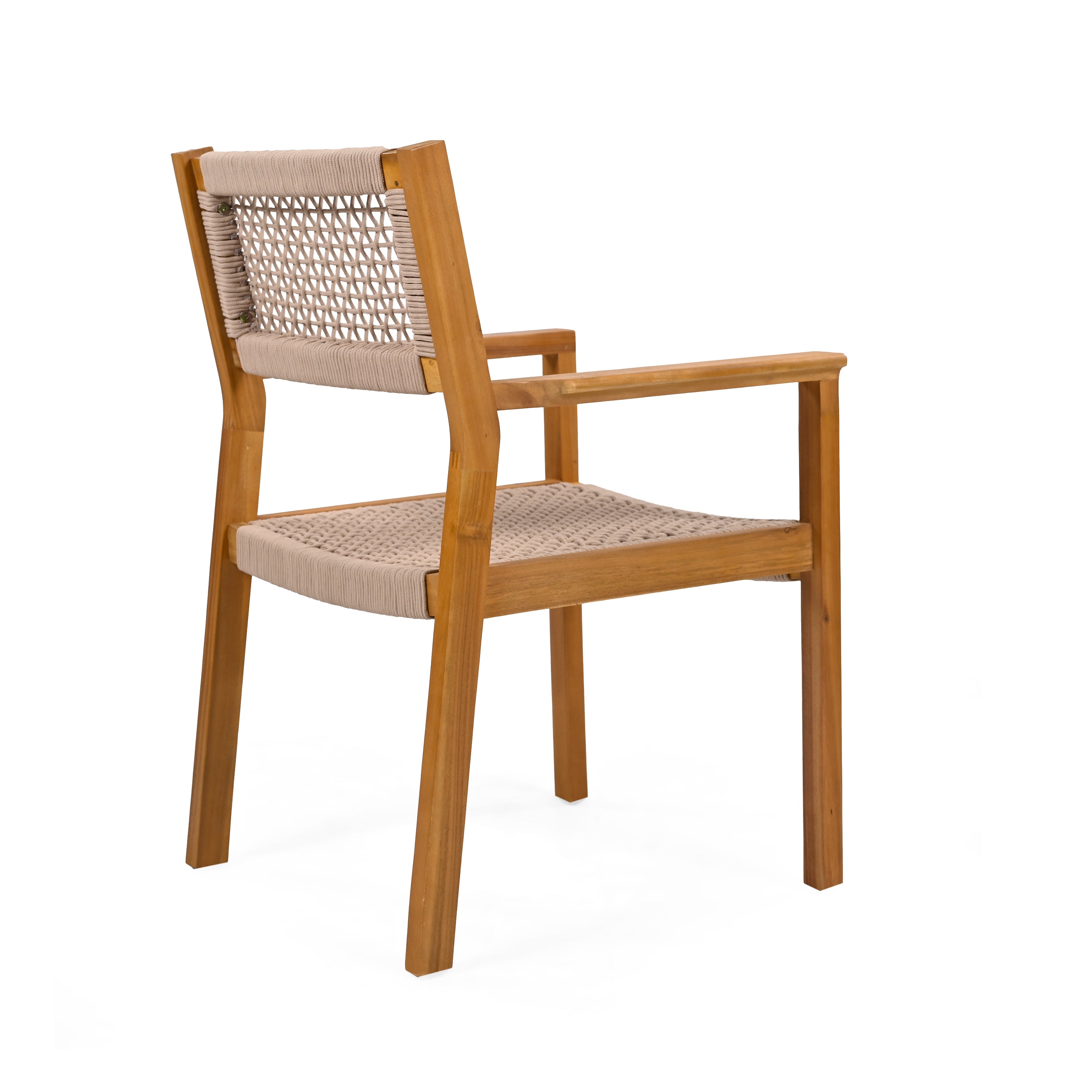 Braided Dining Chair Light Brown - Woven Rattan Seat, Sturdy Wood Frame - Perfect for Kitchen, Dining Room, Patio & Boho Home Decor