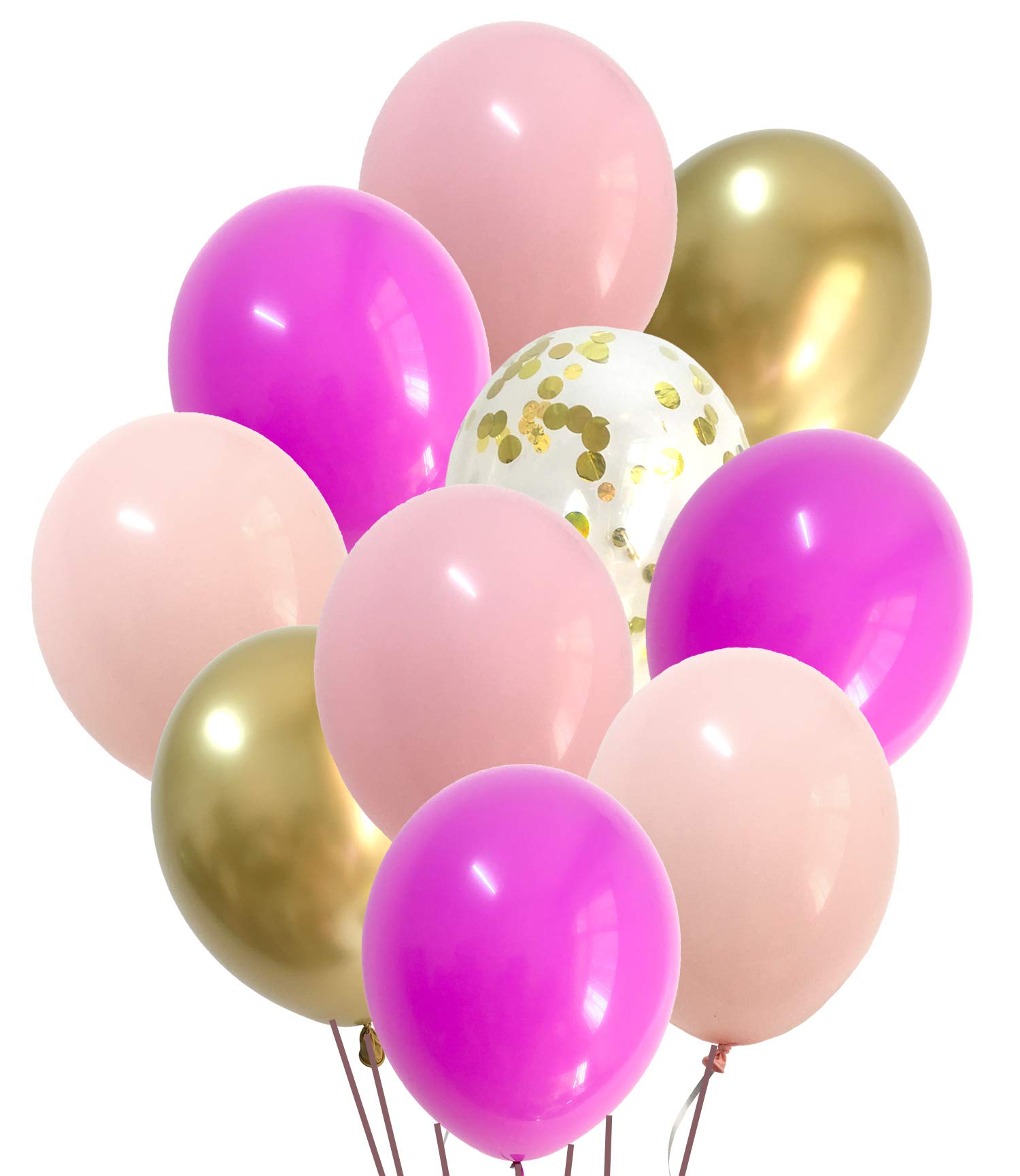 Pink and Gold Confetti Balloons - 60 Pack Chrome Metallic Balloons for Wedding, Bridal Shower, Baby Shower, Birthday Party Decorations - Perfect for Indoor and Outdoor Celebrations, Photo Backdrops, and Festive Home Decor