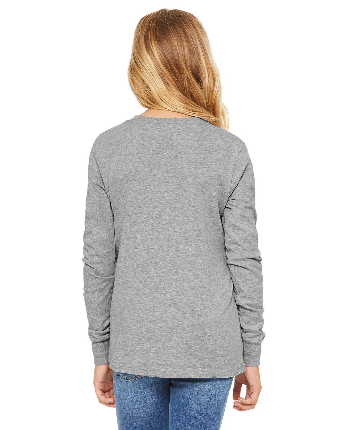 Bella + Canvas 3501YCV Youth Heather CVC Long Sleeve T-Shirt - Soft Comfortable Cotton Blend Tee for Kids - Perfect for School, Play & Everyday Wear