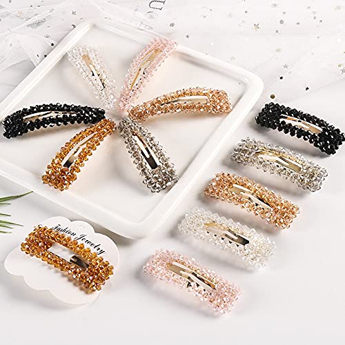 Elegant Korean Crystal Hairpins for Women - 2 Pcs Different Design Hair Clips Barrettes Hair Accessories (Random Color) - Perfect for Weddings, Parties & Daily Styling