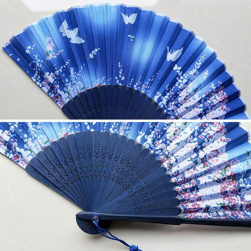 Toyvian 6 Inch Foldable Bamboo Hand Fan for Women - Traditional Chinese Style Handheld Dance Fan Accessory - Perfect for Dance Performances, Weddings, and Summer Cooling