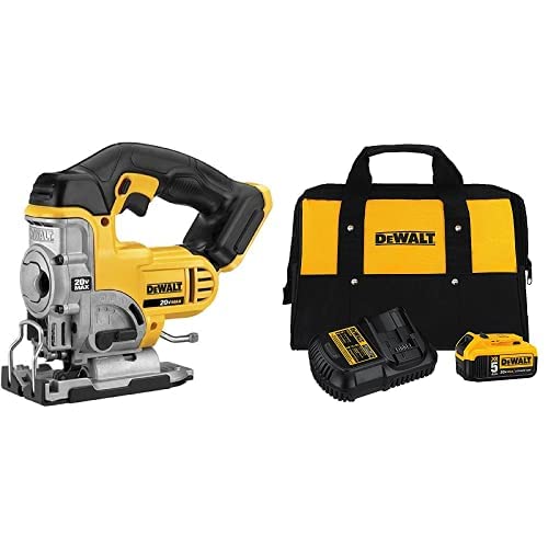 DEWALT 20V MAX Lithium-Ion Cordless Jigsaw Kit with Battery, Charger & Tool Bag - Perfect for Woodworking, DIY Projects & Professional Construction Use