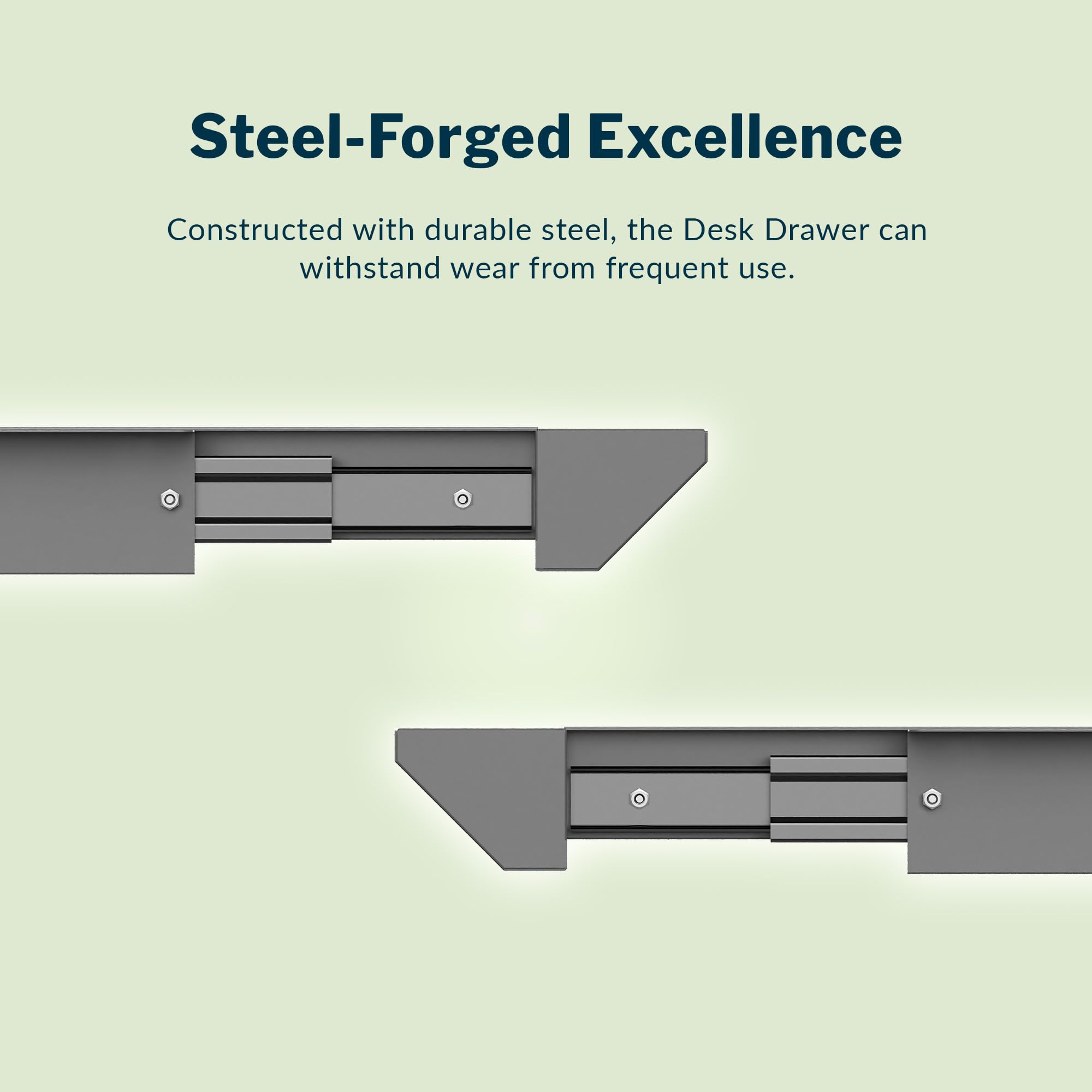 Slim Steel Under Desk Drawer - Undermount Storage Organizer for Standing Desks & Office Workstations - Space-Saving Desk Accessory (20.25