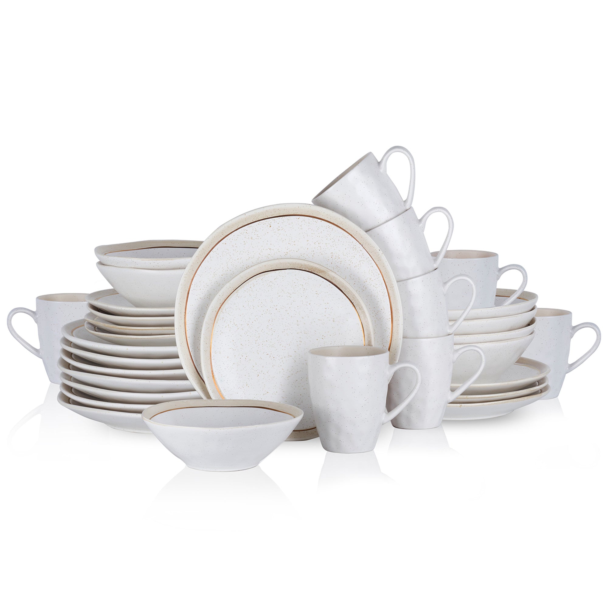 Premium Clara Porcelain Dinnerware Set - 16-Piece Elegant White Dinner Plates, Bowls & Mugs - Perfect for Formal Dining, Wedding Registry & Holiday Entertaining