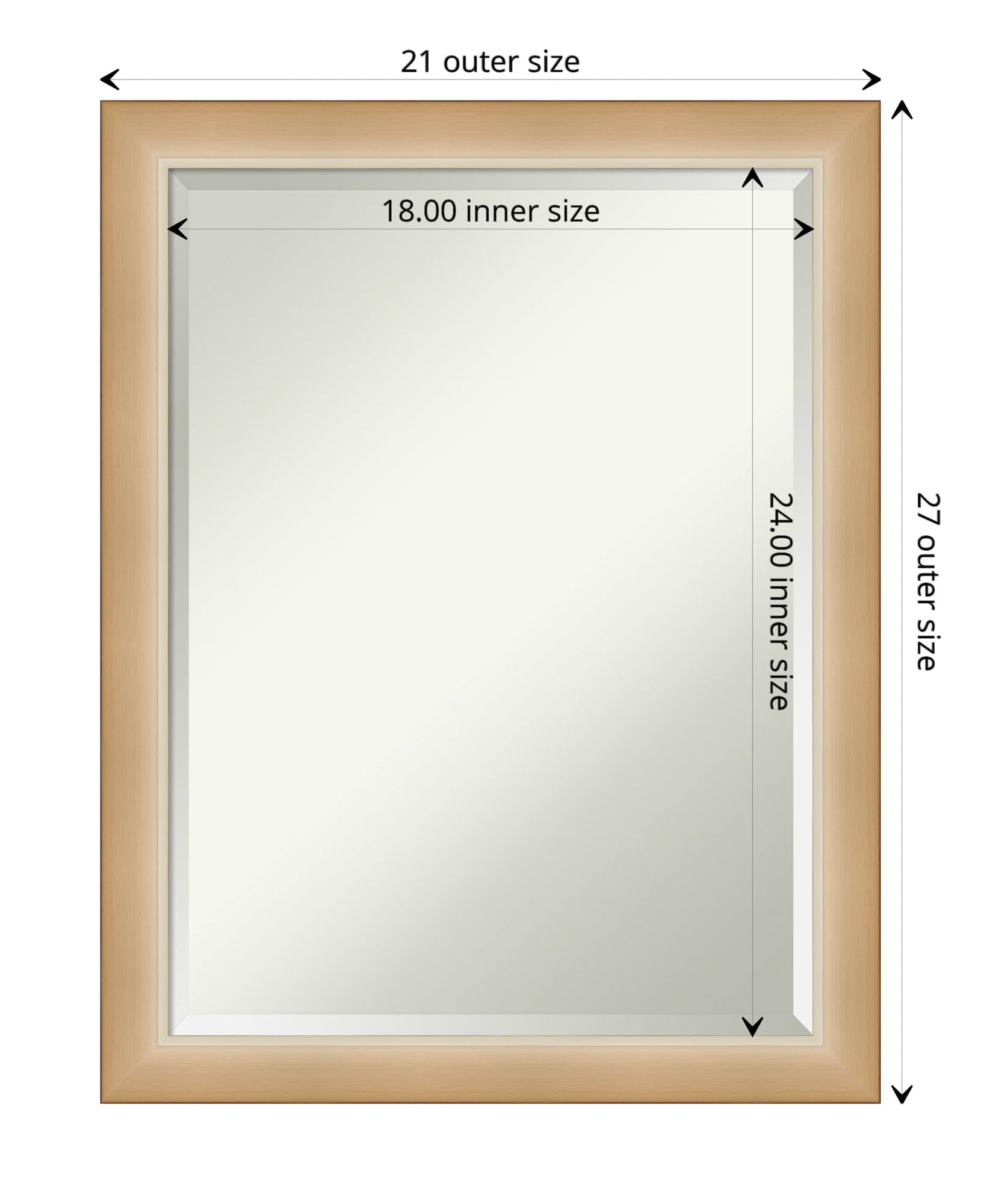Amanti Art 27x21 Inch Gold Wall Mirror - Modern Rectangle Bathroom & Living Room Decor with Eva Ombre Gold Frame, Hangs Horizontally or Vertically - Perfect for Vanity, Entryway, Bedroom & Home Styling