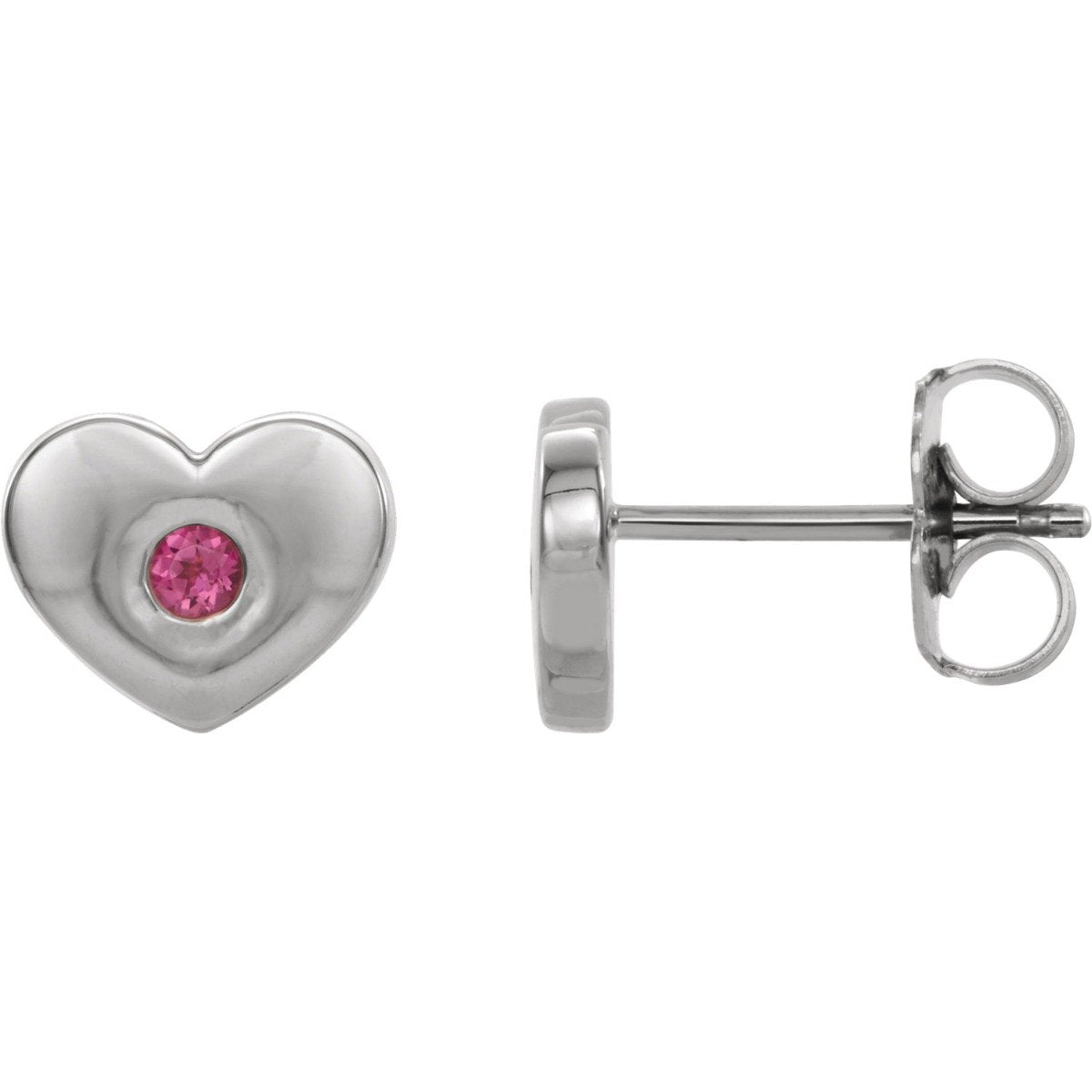 14K Gold Pink Tourmaline Heart Stud Earrings - 0.08 CTW Genuine Gemstone Jewelry for Valentine's Day, Anniversary & Romantic Gifts